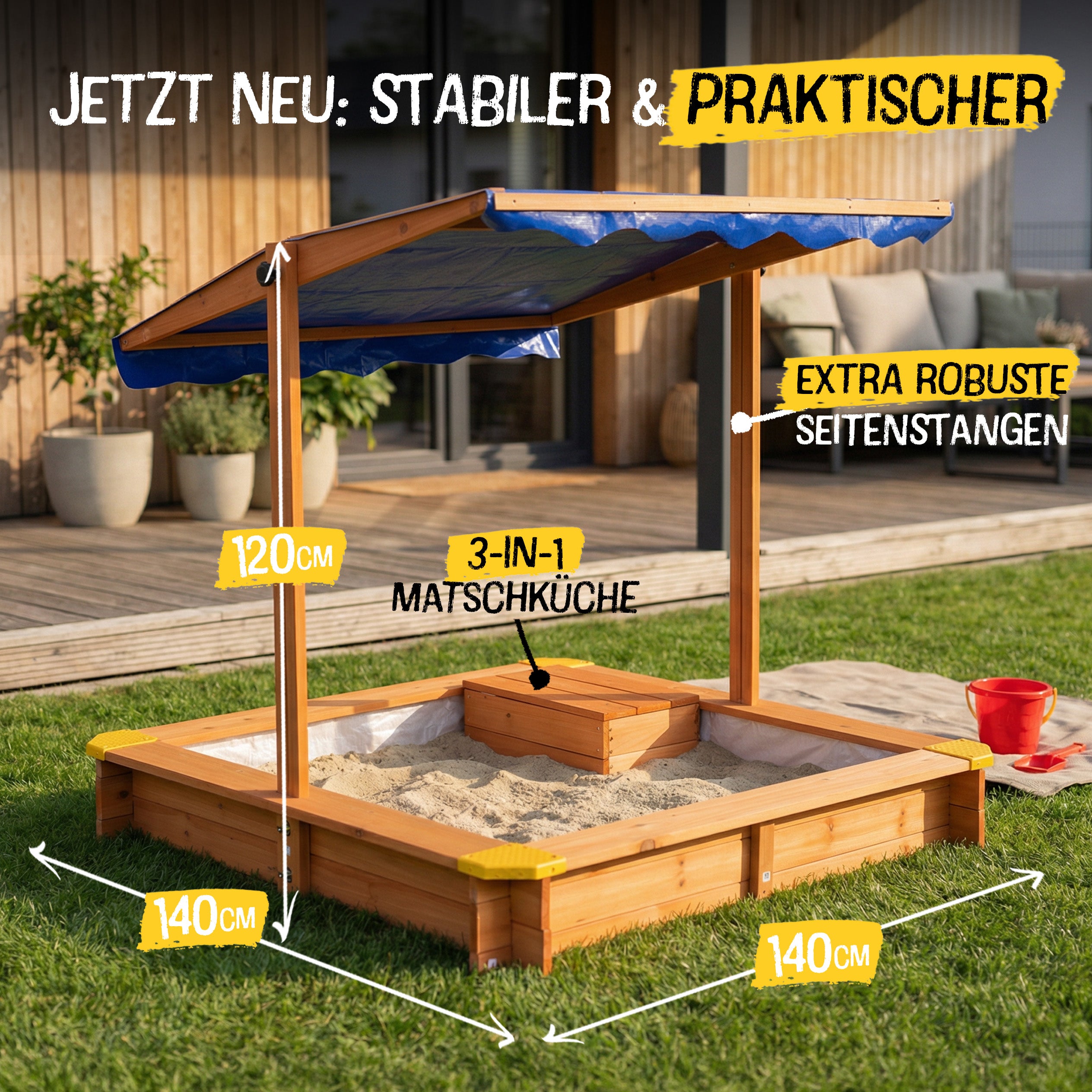 Sandkasten Premium L - 140x140cm