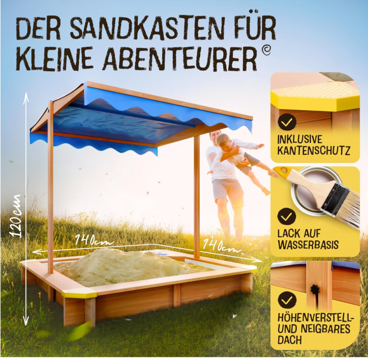 Sandkasten Premium L - 140x140cm