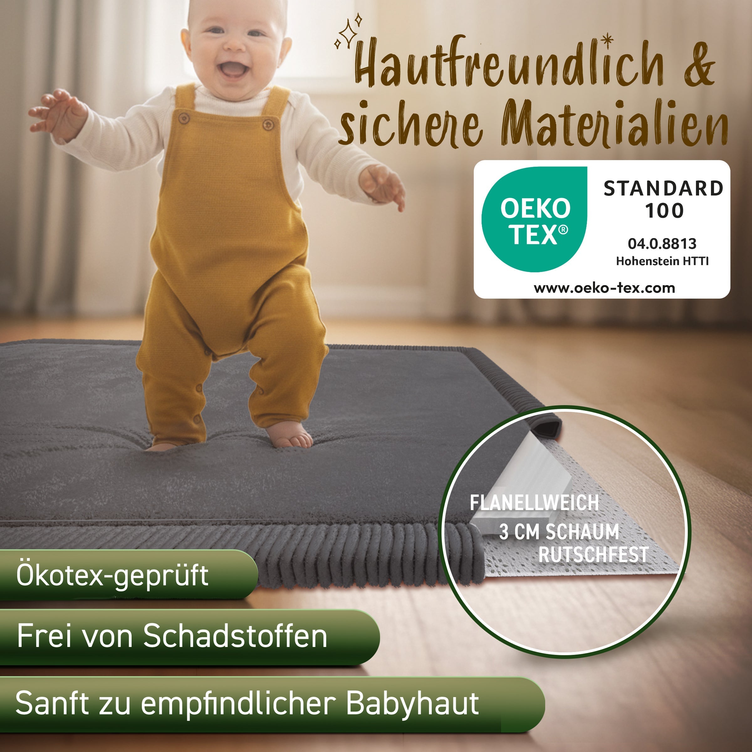 Kinderteppich - Rund - 150cm - Anthrazit