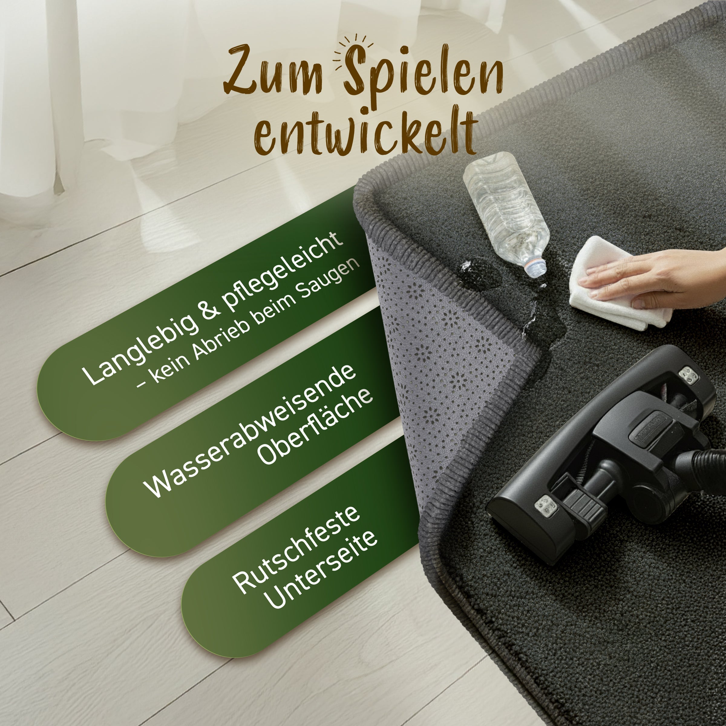 Kinderteppich - S - 80x150cm - Anthrazit