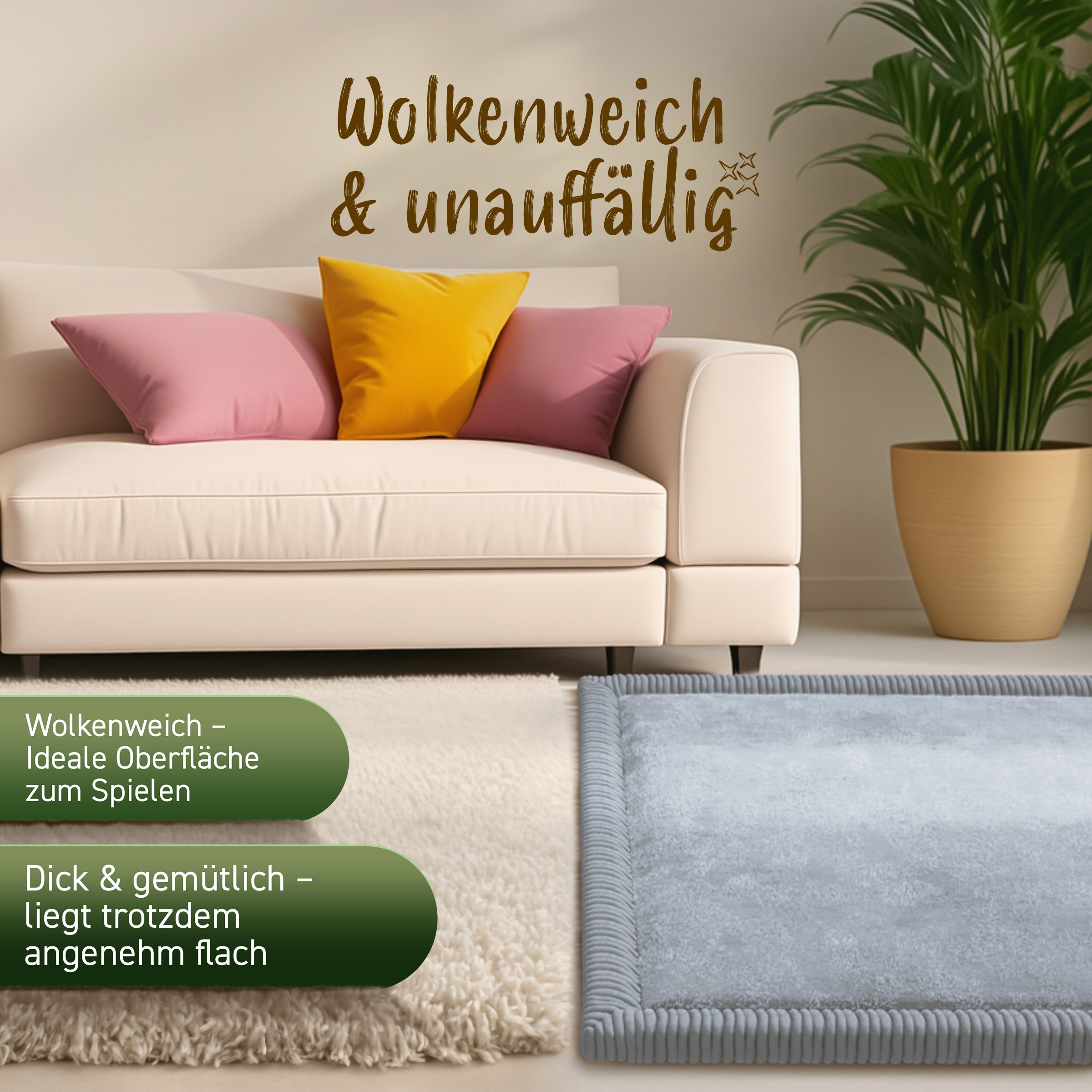 Kinderteppich - S - 80x150cm - Hellgrau