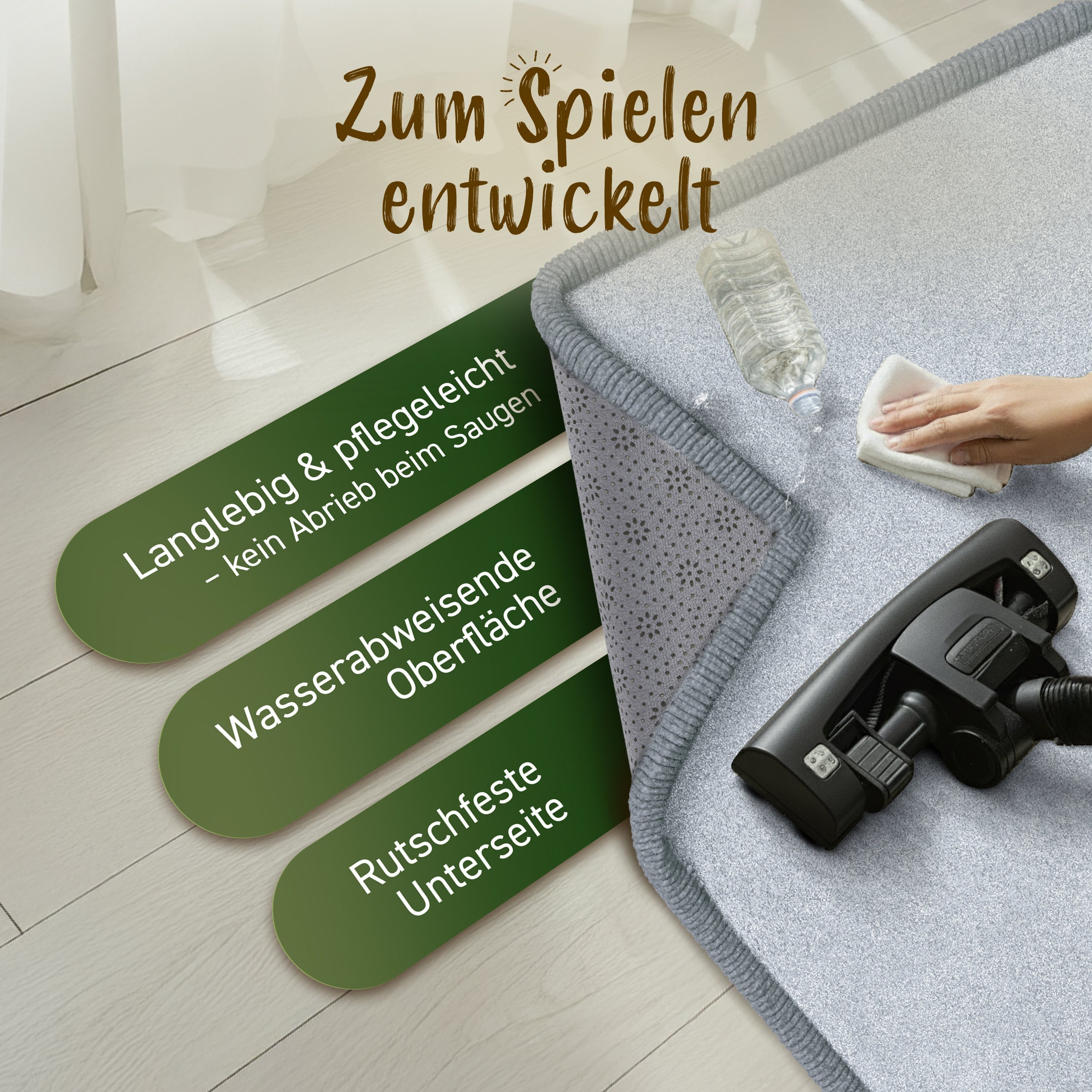 Kinderteppich - S - 80x150cm - Hellgrau