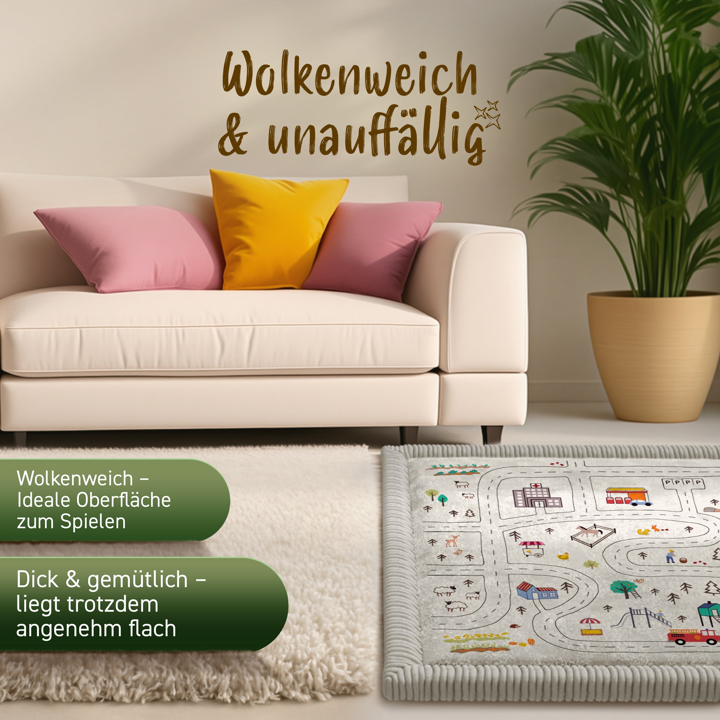 Kinderteppich - S - 80x150cm - Autos