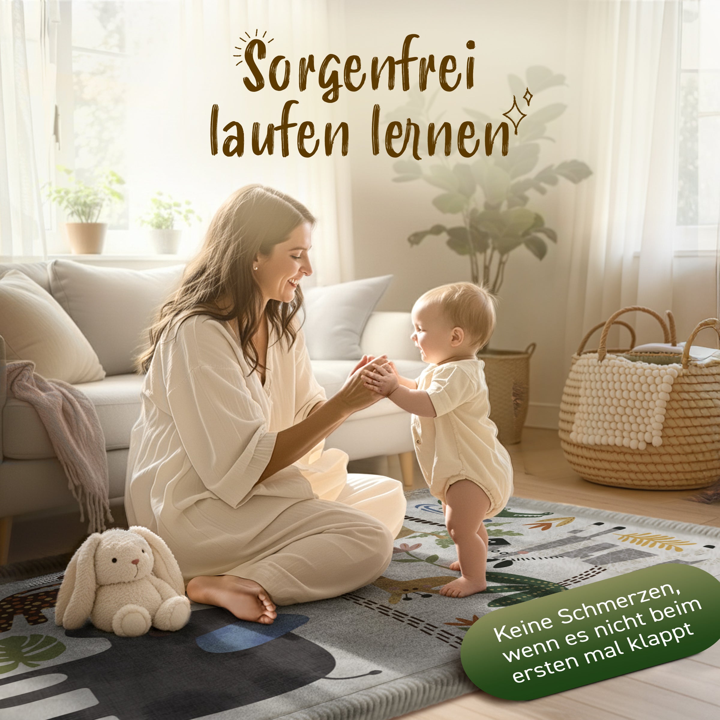 Kinderteppich - S - 80x150cm - Tiere