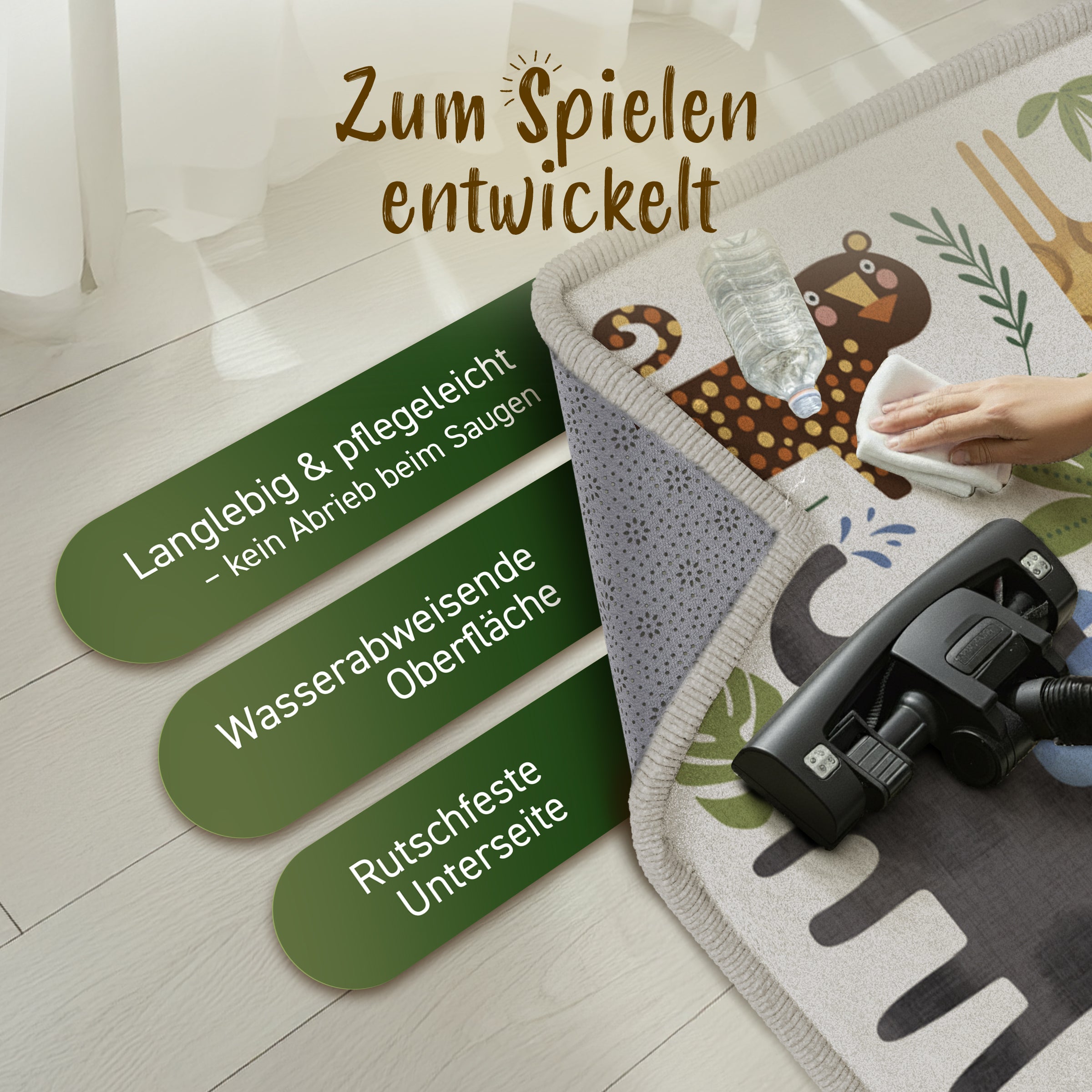 Kinderteppich - S - 80x150cm - Tiere