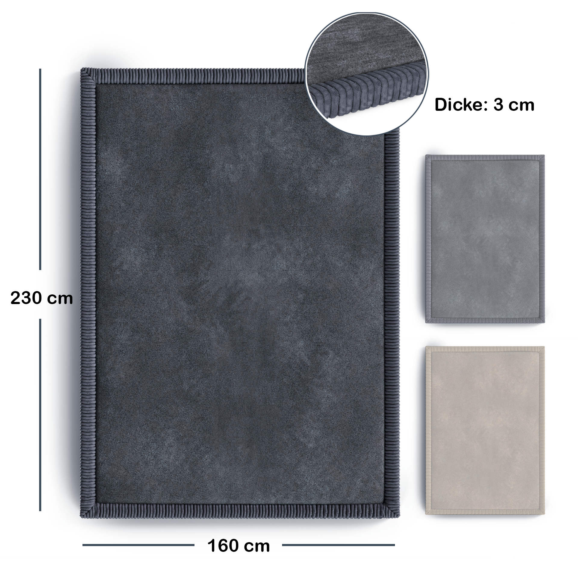 Kinderteppich - L - 160x230cm - Anthrazit