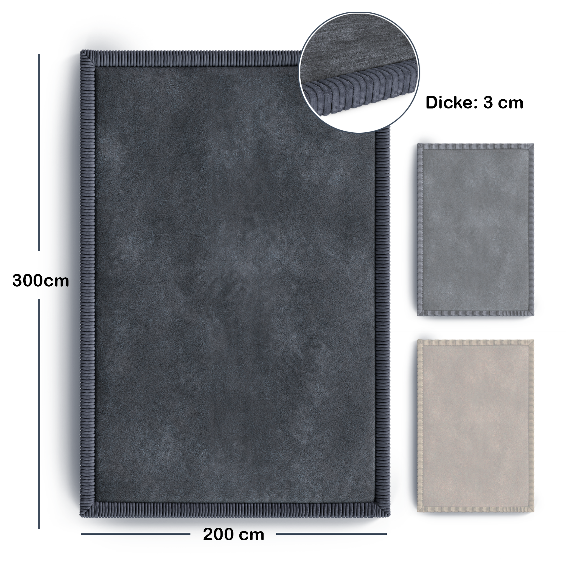 Kinderteppich - XL - 200x300cm - Anthrazit