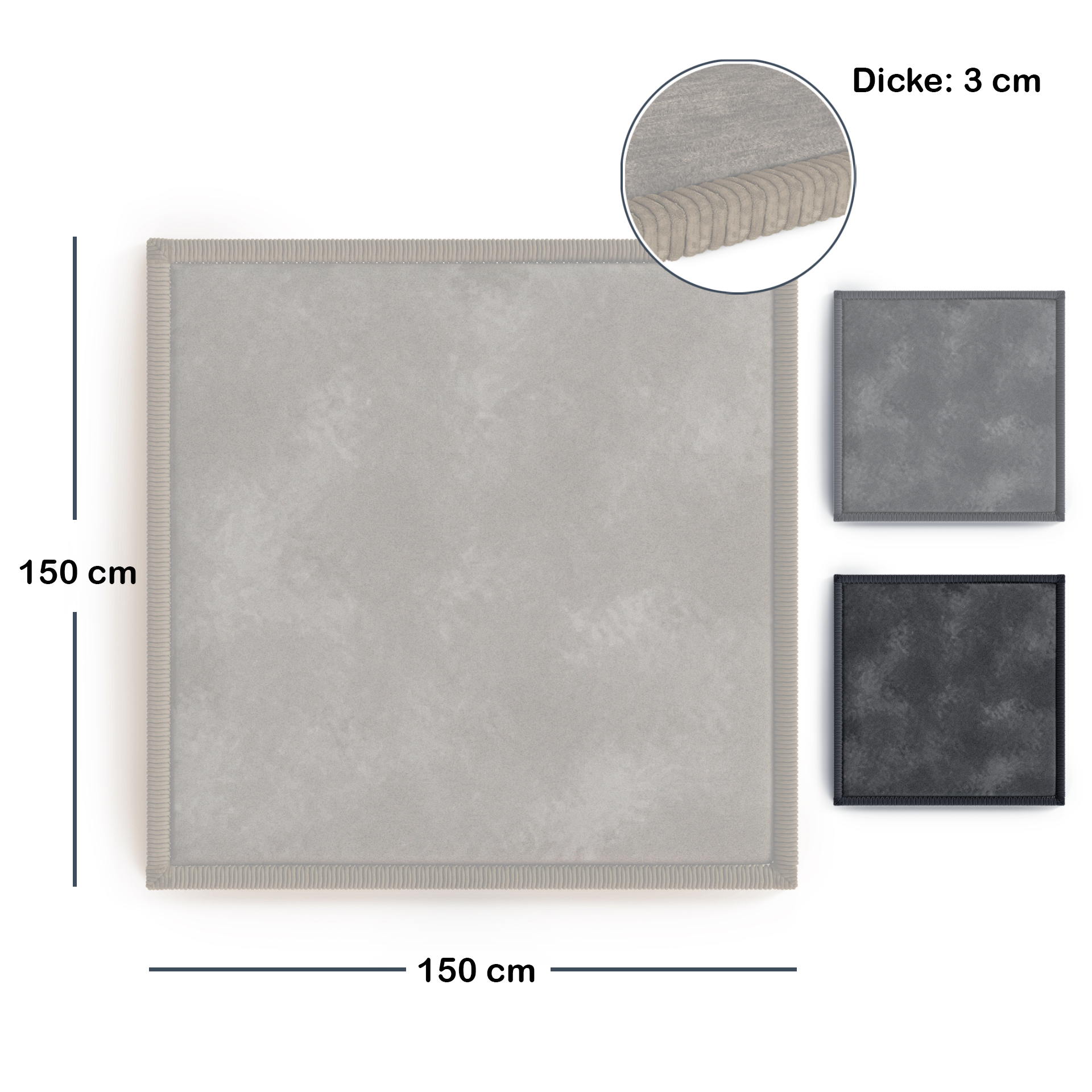 Kinderteppich - Eckig - 150x150cm - Beige