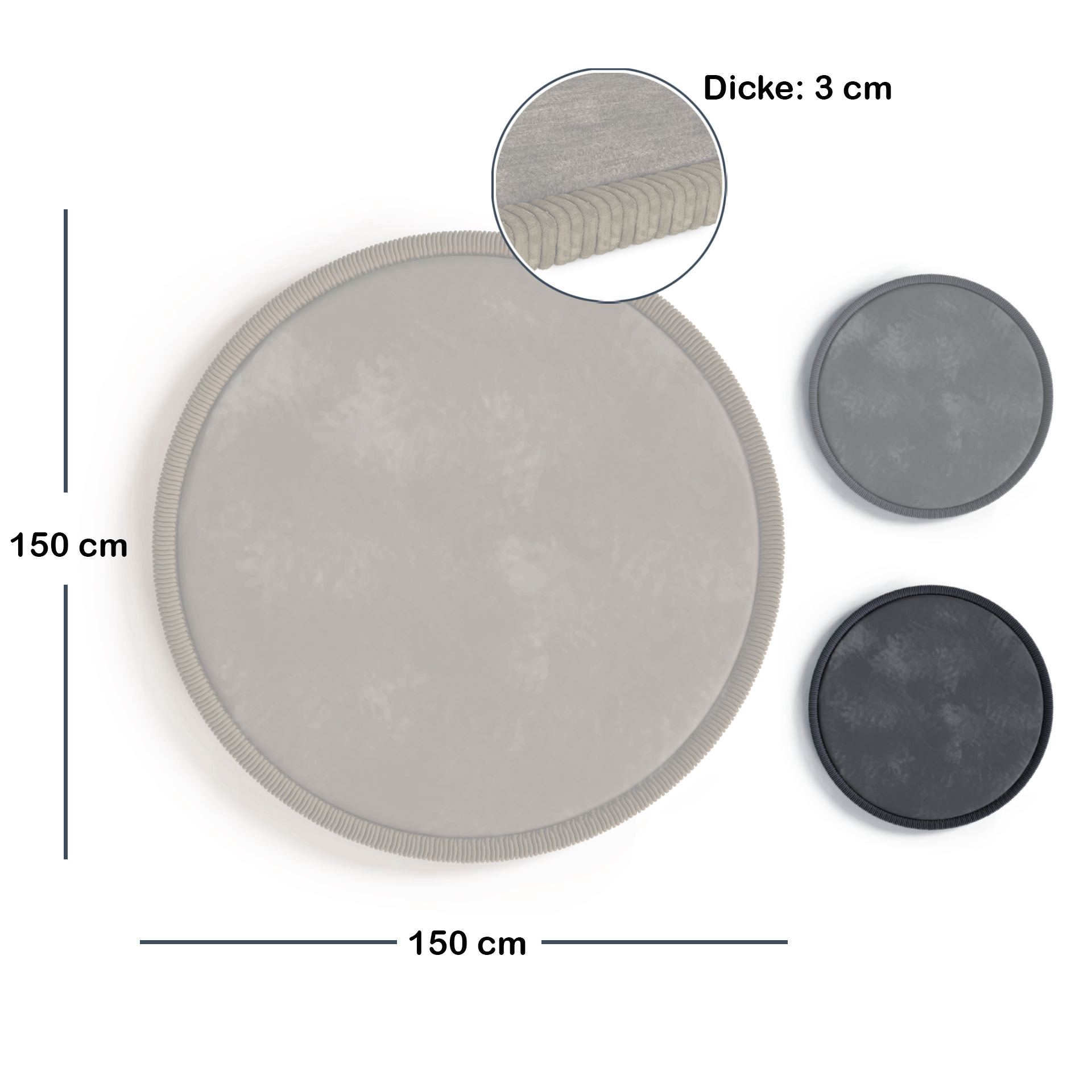 Kinderteppich - Rund - 150cm - Beige