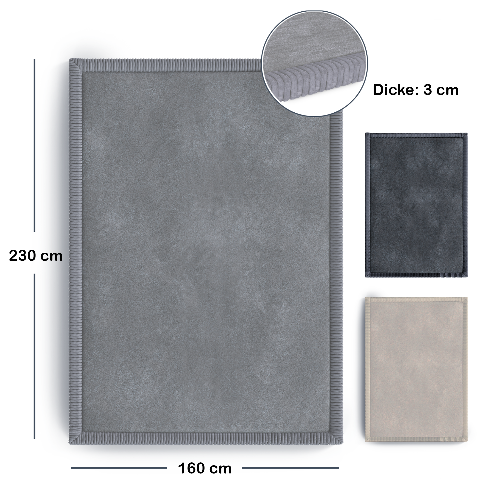 Kinderteppich - L - 160x230cm - Hellgrau