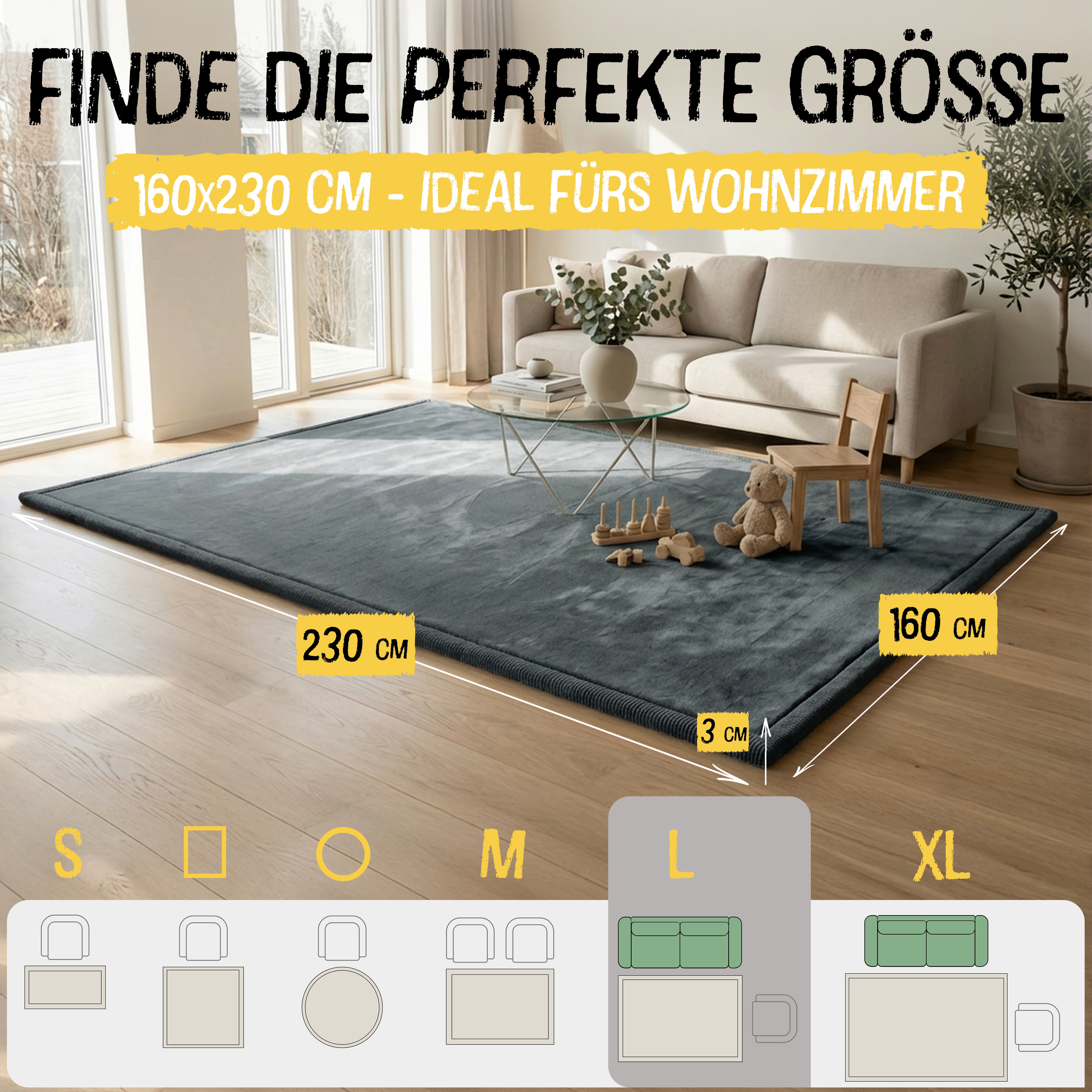 Anthrazit - L - 160x230cm - Bild 2
