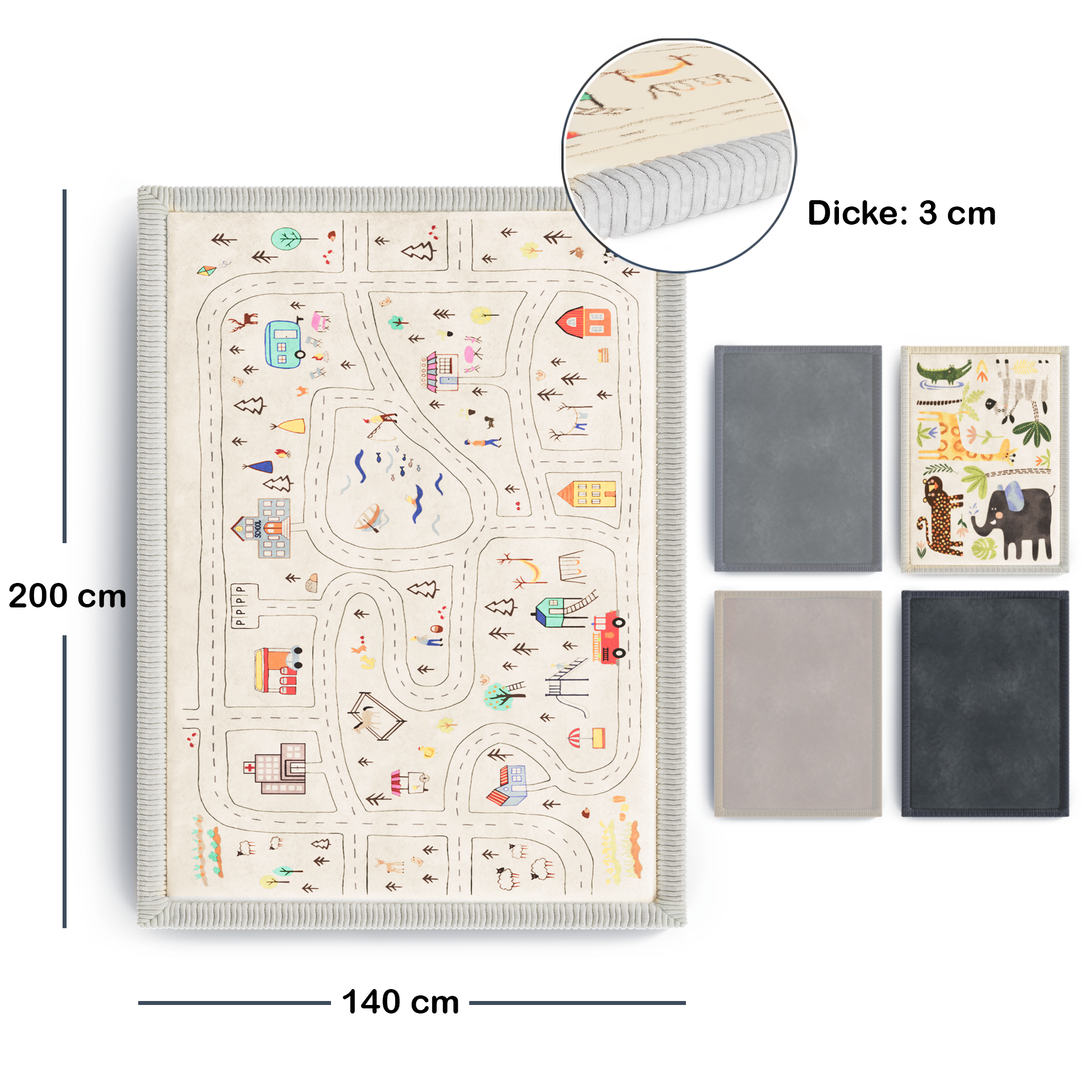 Kinderteppich - M - 140x200cm - Autos