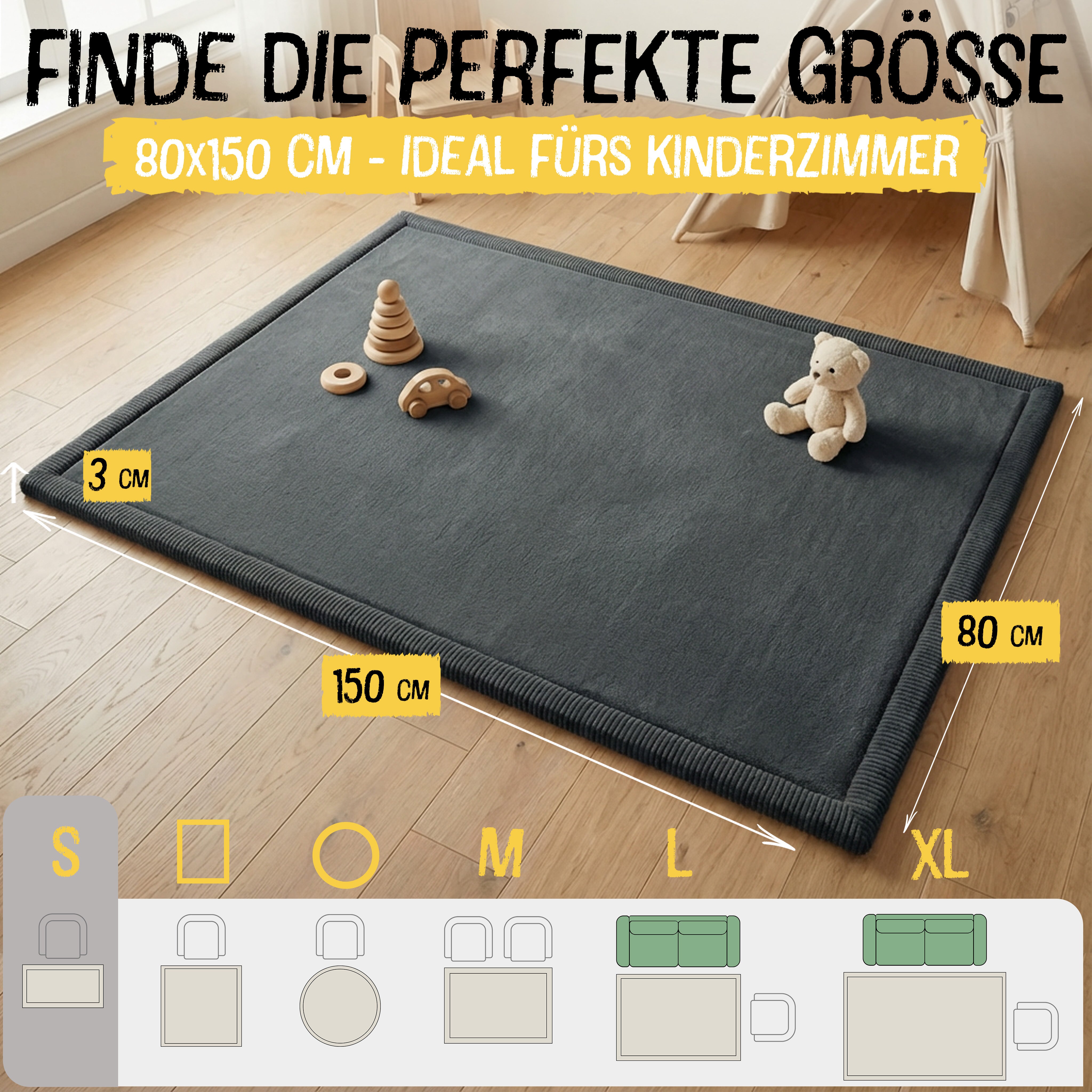 Anthrazit - S - 80x150cm - Bild 2