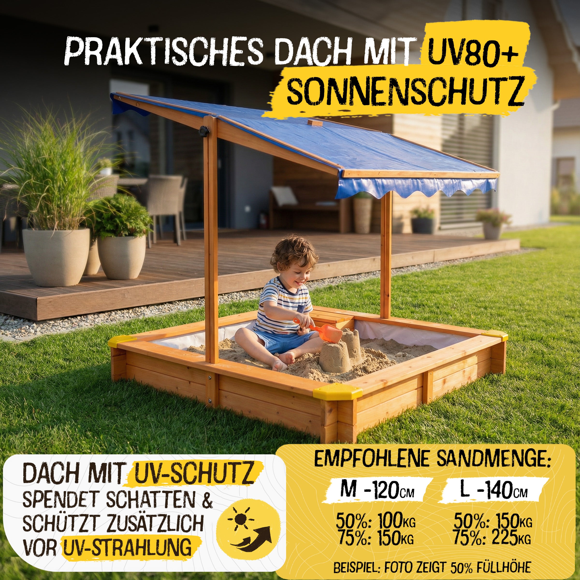 Sandkasten Premium L - 140x140cm