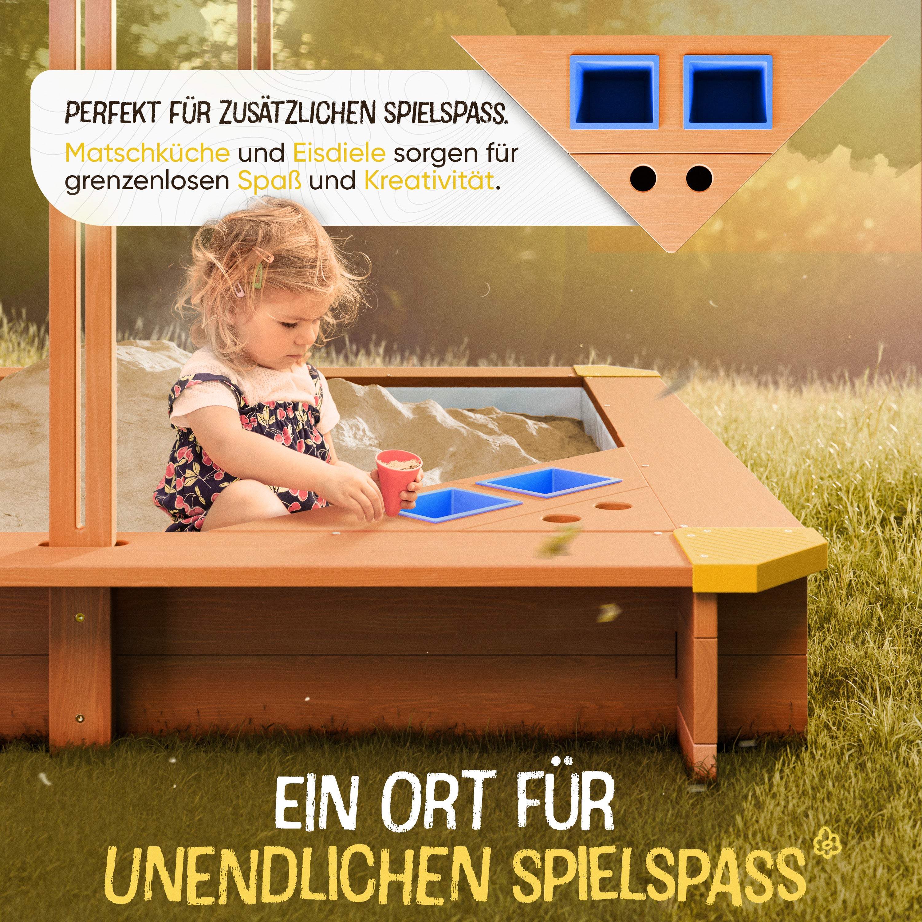 Sandkasten Premium L - 140x140cm