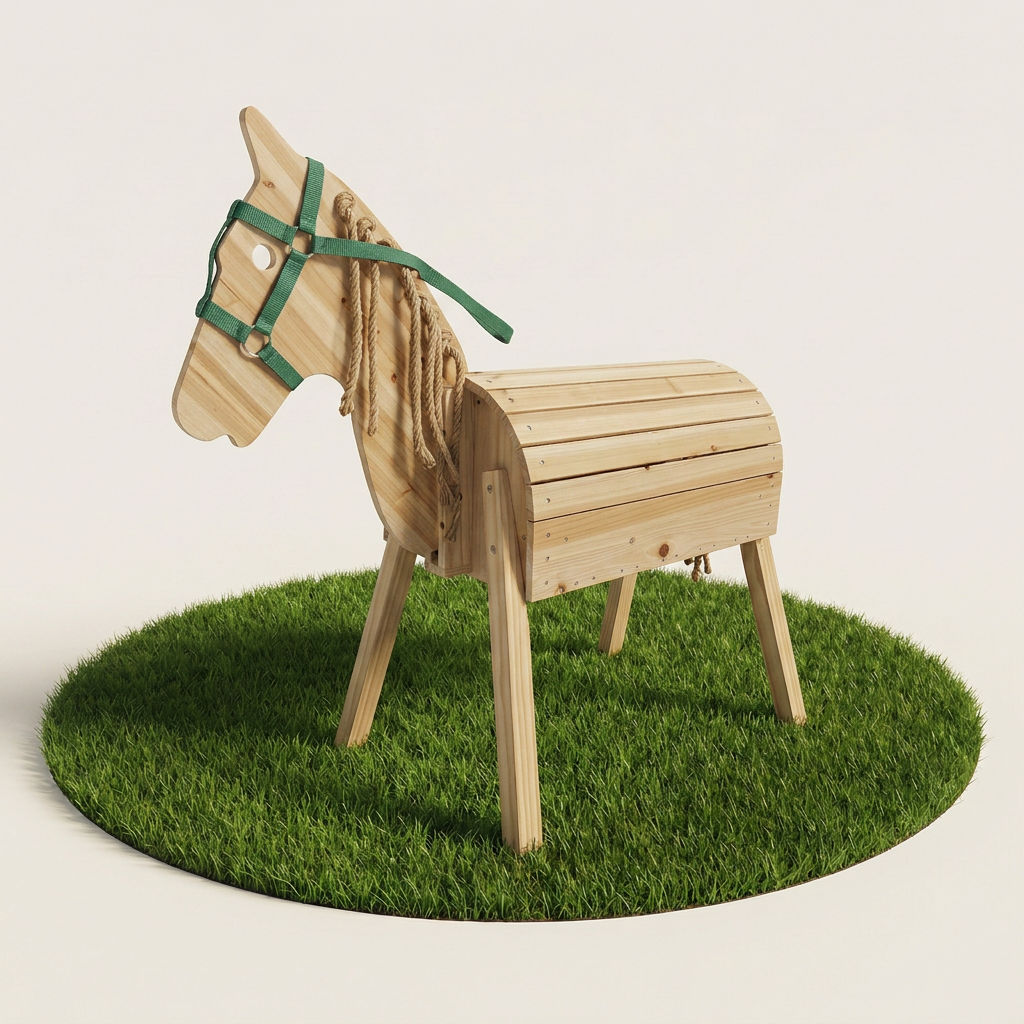 Holzpferd mit Sattelkissen