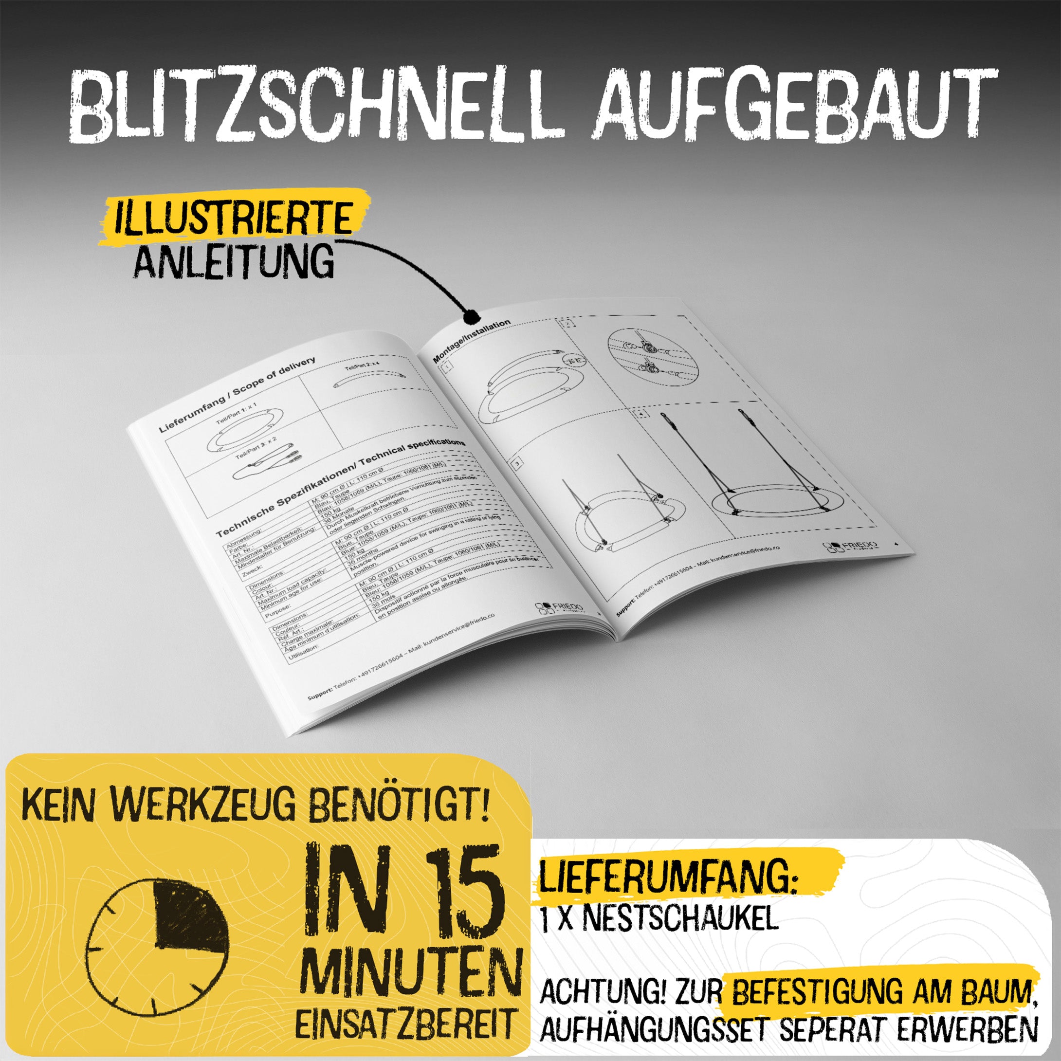 Nestschaukel Blau M - 90cm