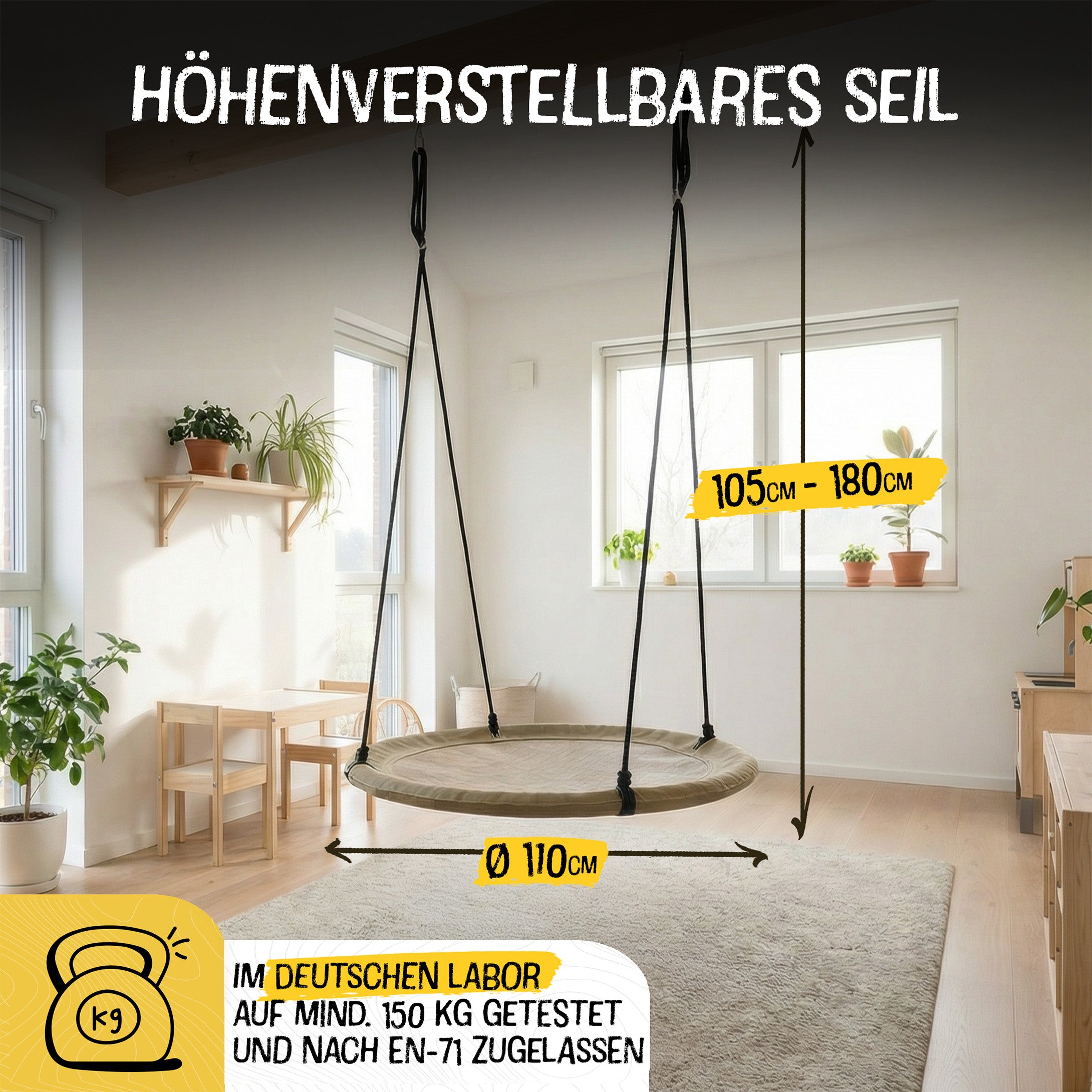 Nestschaukel Taupe L - 110cm