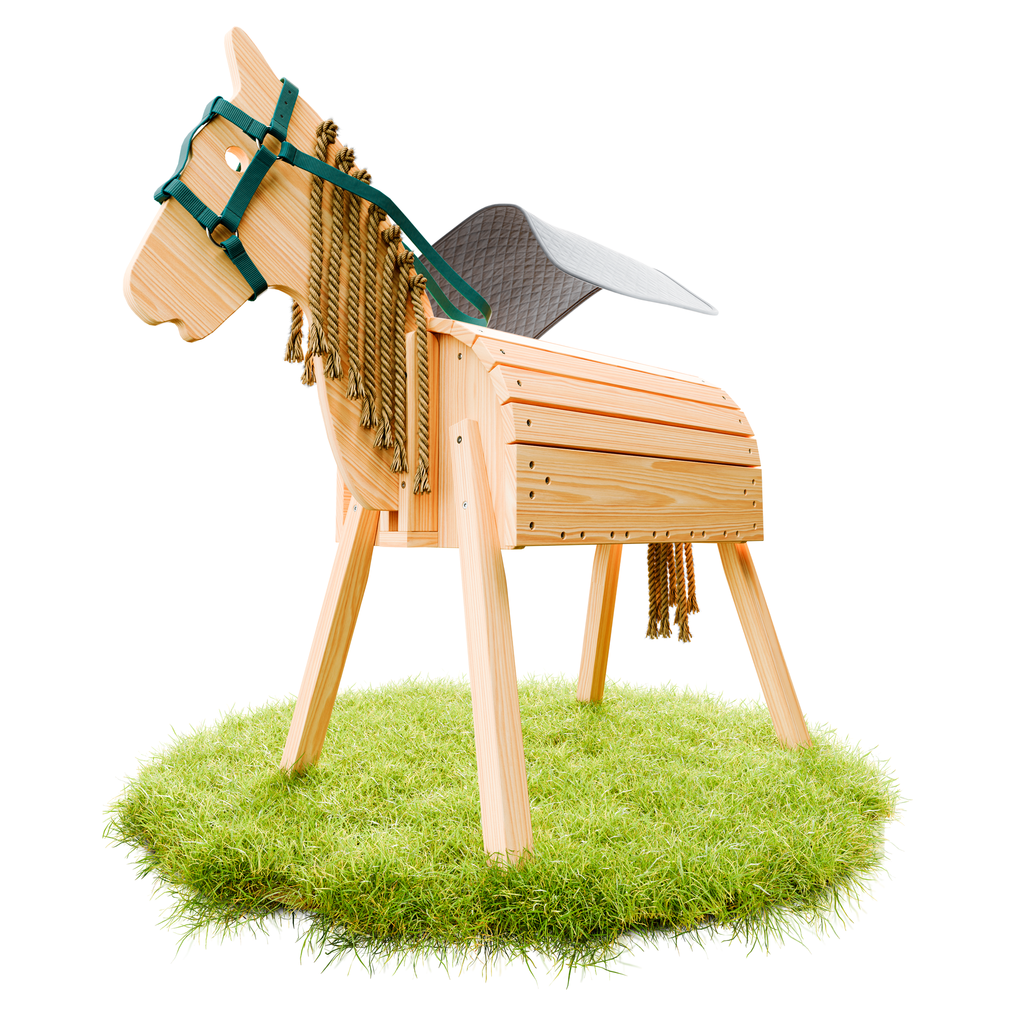 Holzpferd mit Sattelkissen