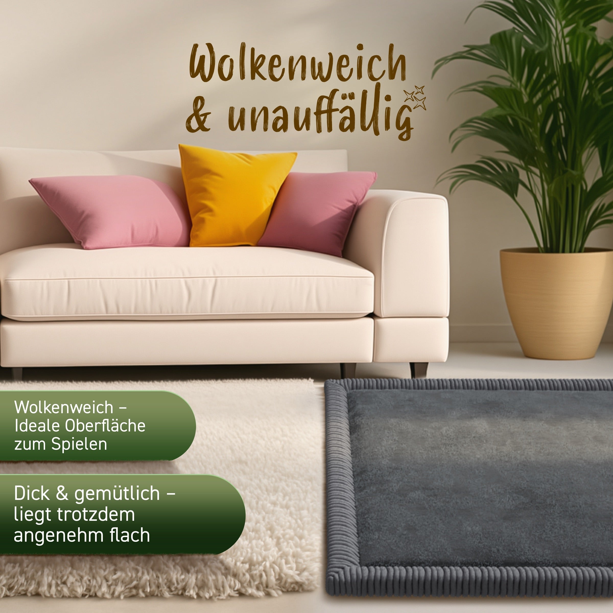 Kinderteppich - M - 140x200cm - Anthrazit