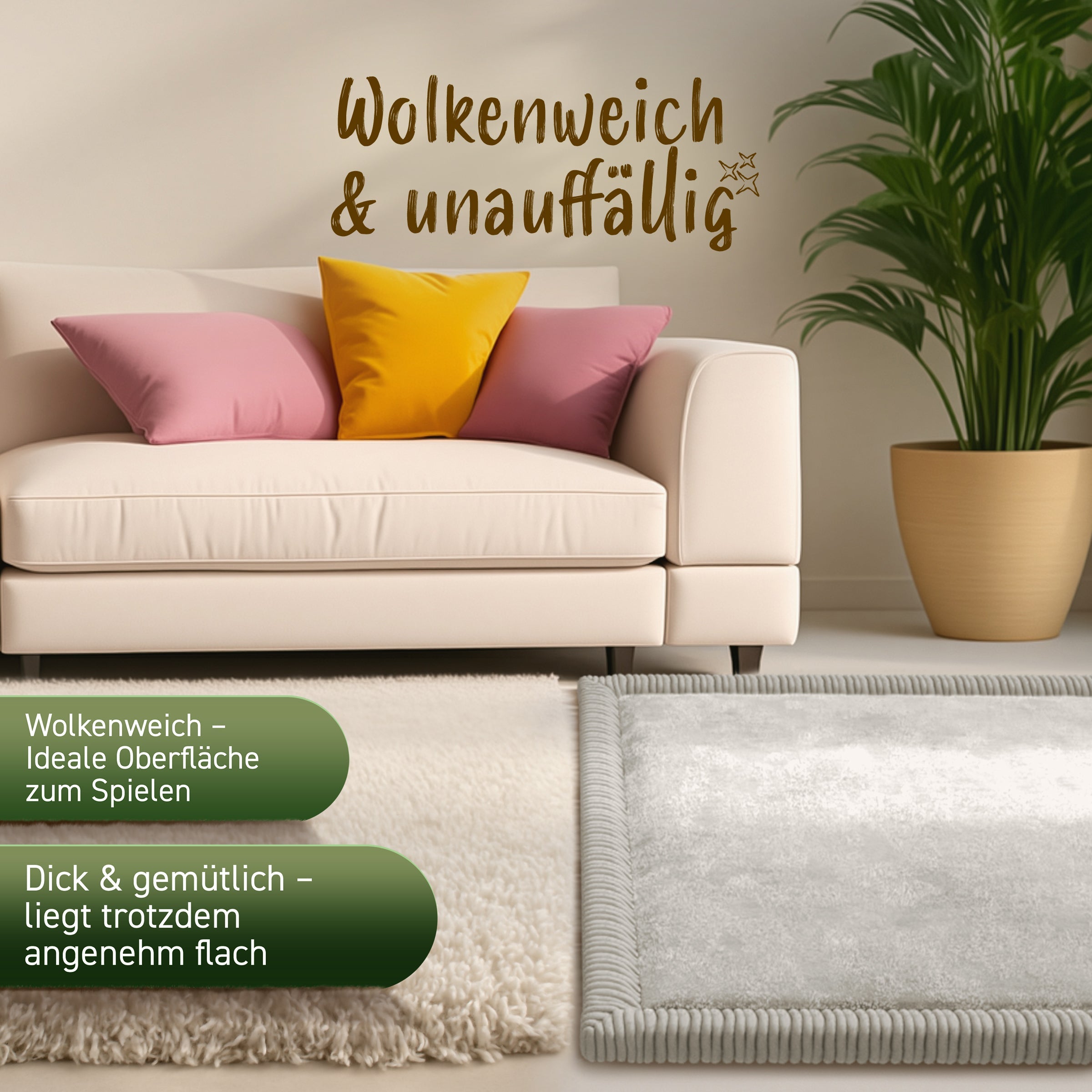 Kinderteppich - S - 80x150cm - Beige