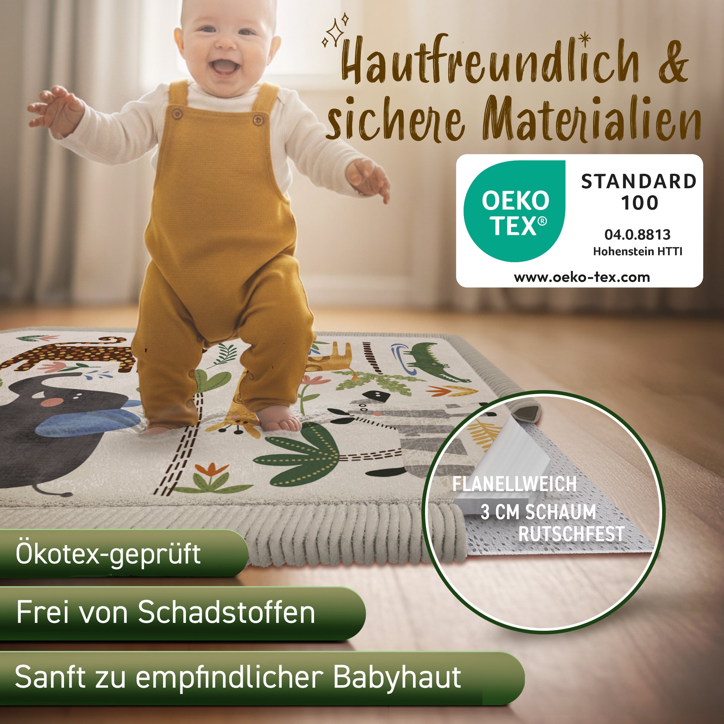 Kinderteppich - M - 140x200cm - Tiere