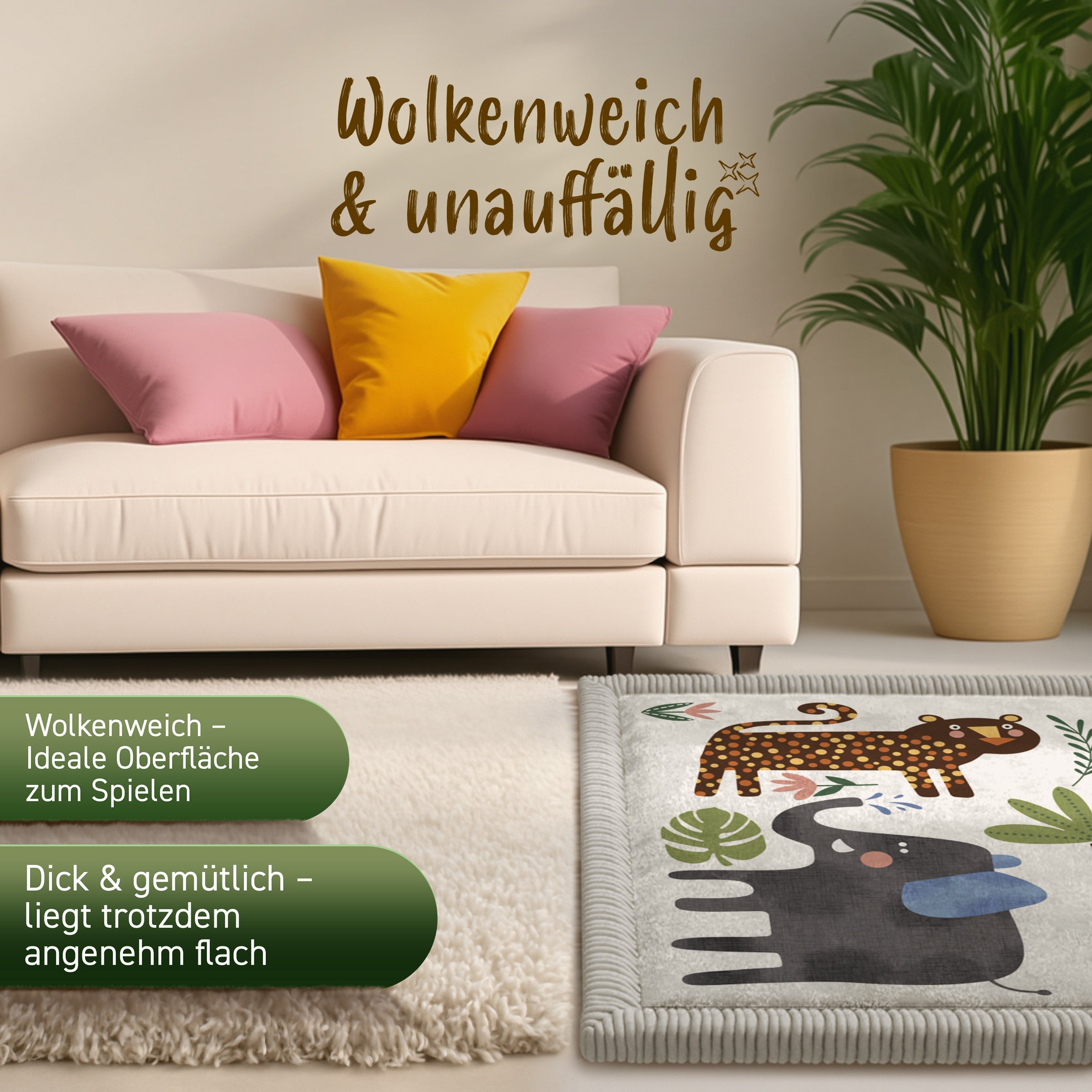 Kinderteppich - M - 140x200cm - Tiere