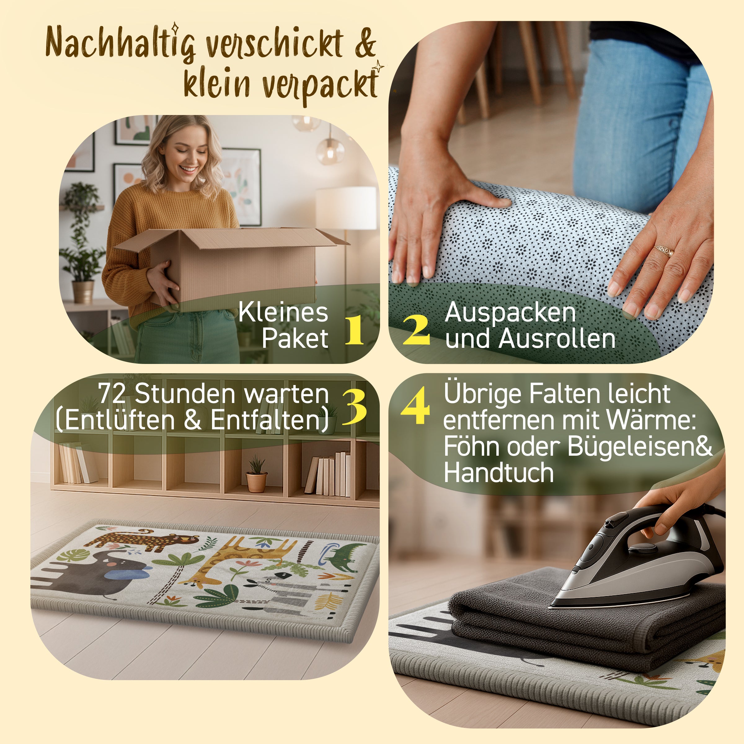 Kinderteppich - S - 80x150cm - Tiere