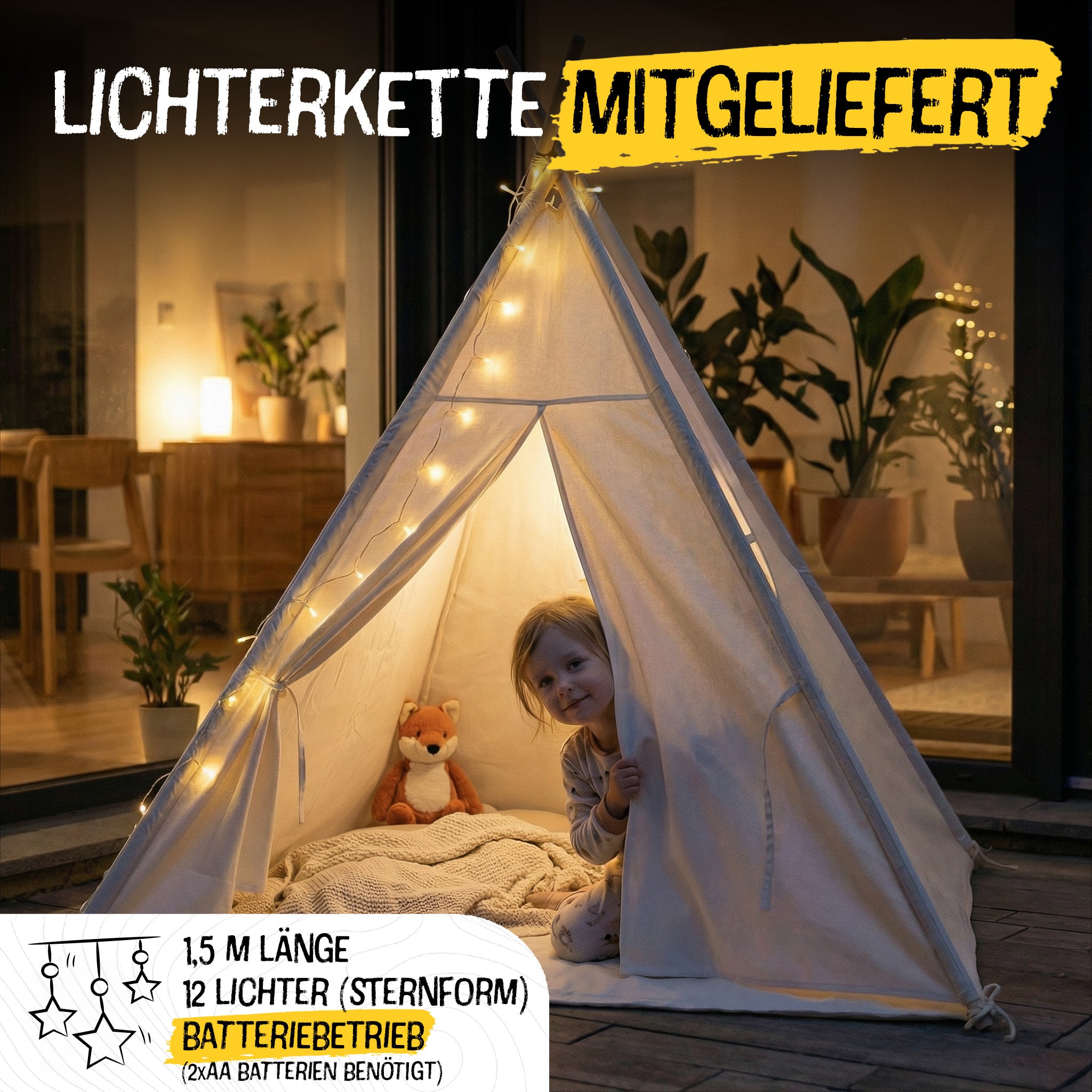 Tipi Zelt - 120x120x160cm
