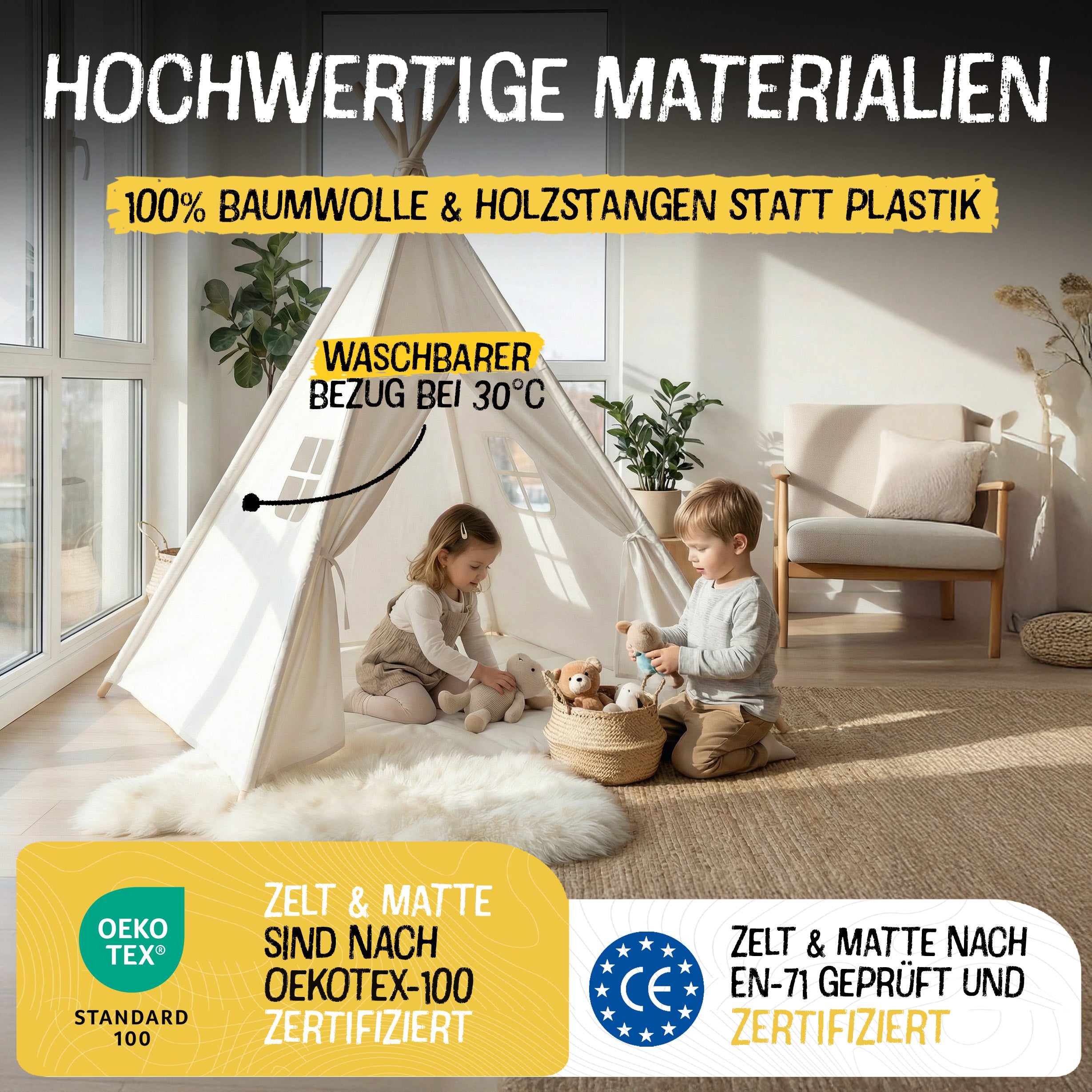 Tipi Zelt - 120x120x160cm