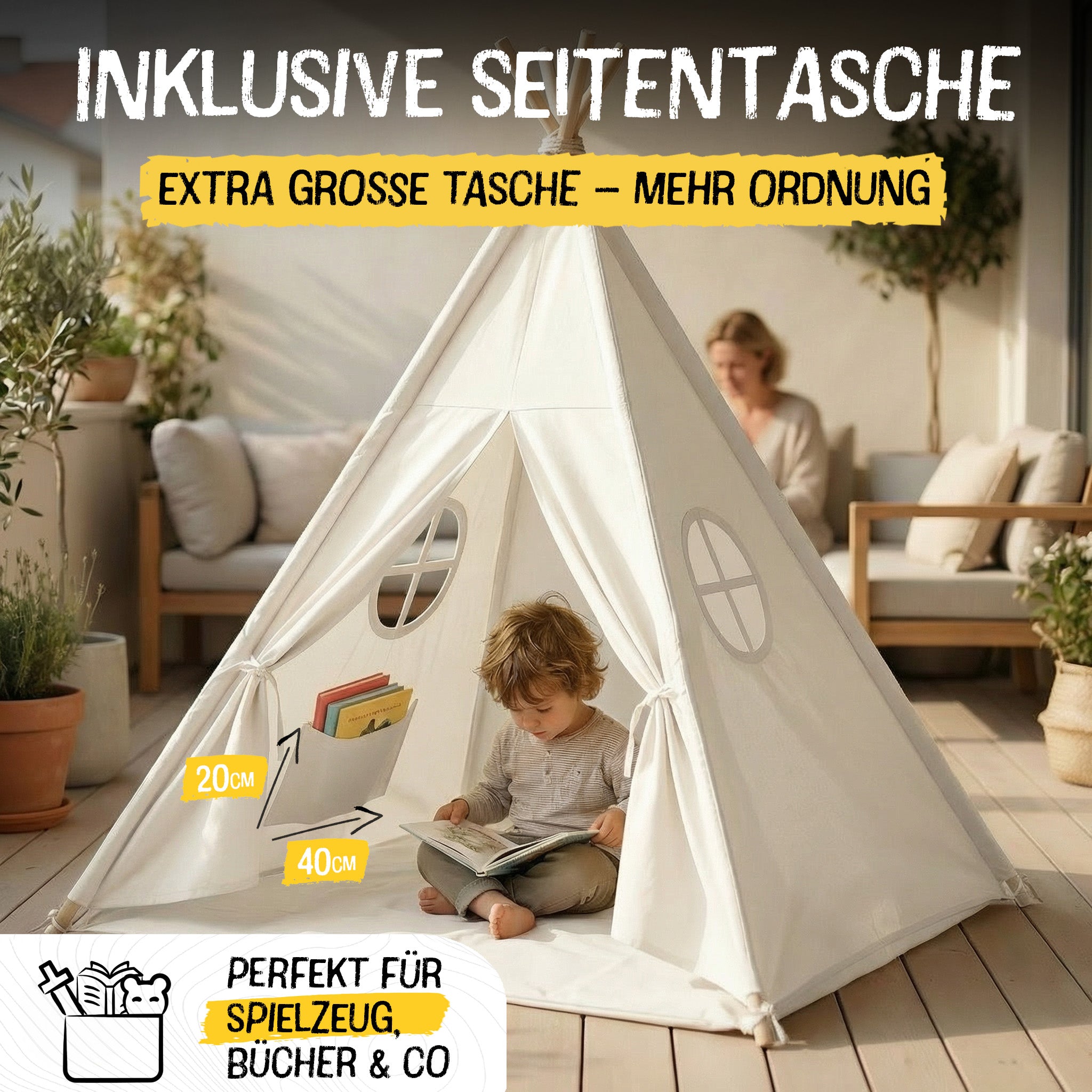 Tipi Zelt - 120x120x160cm
