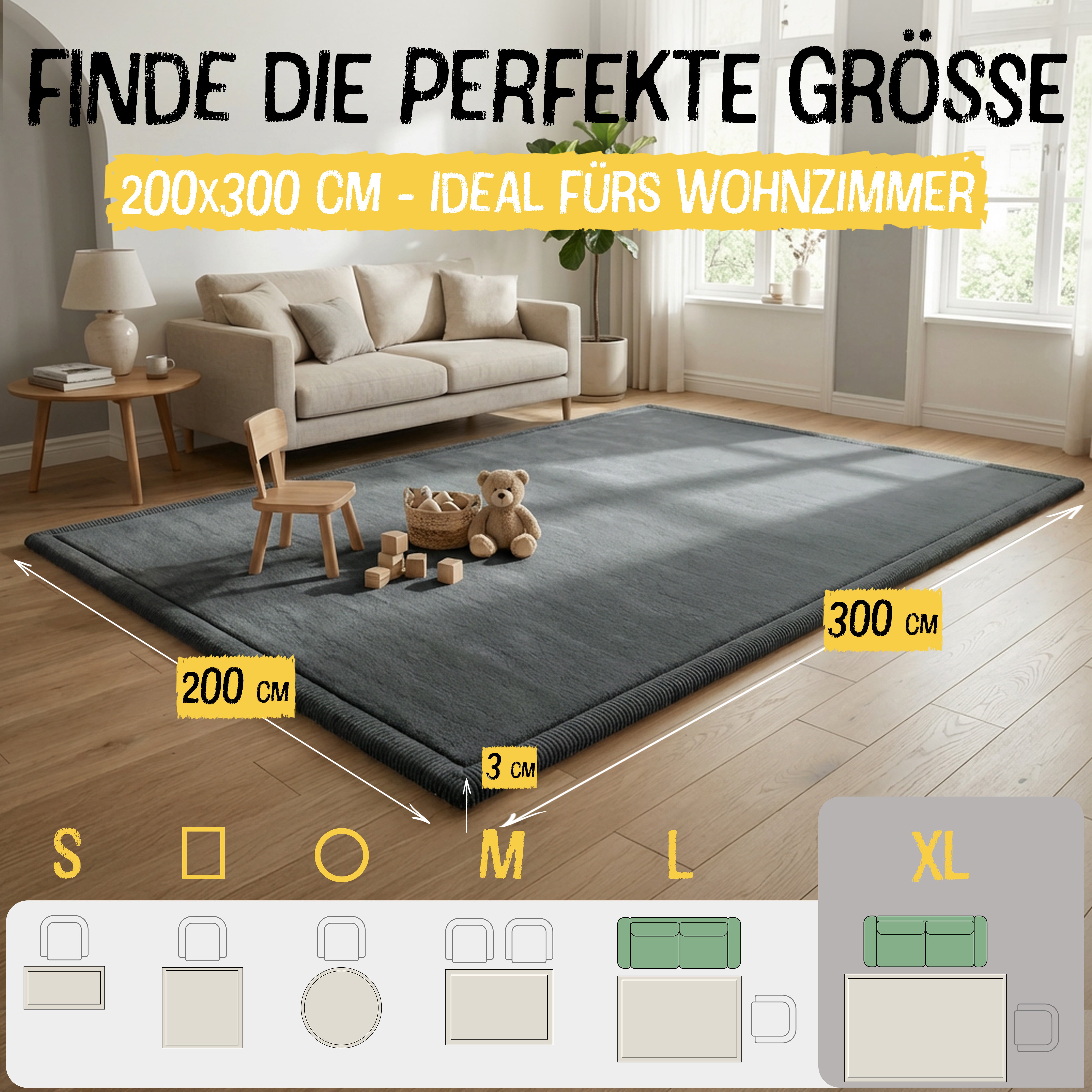 Anthrazit - XL - 200x300cm - Bild 2