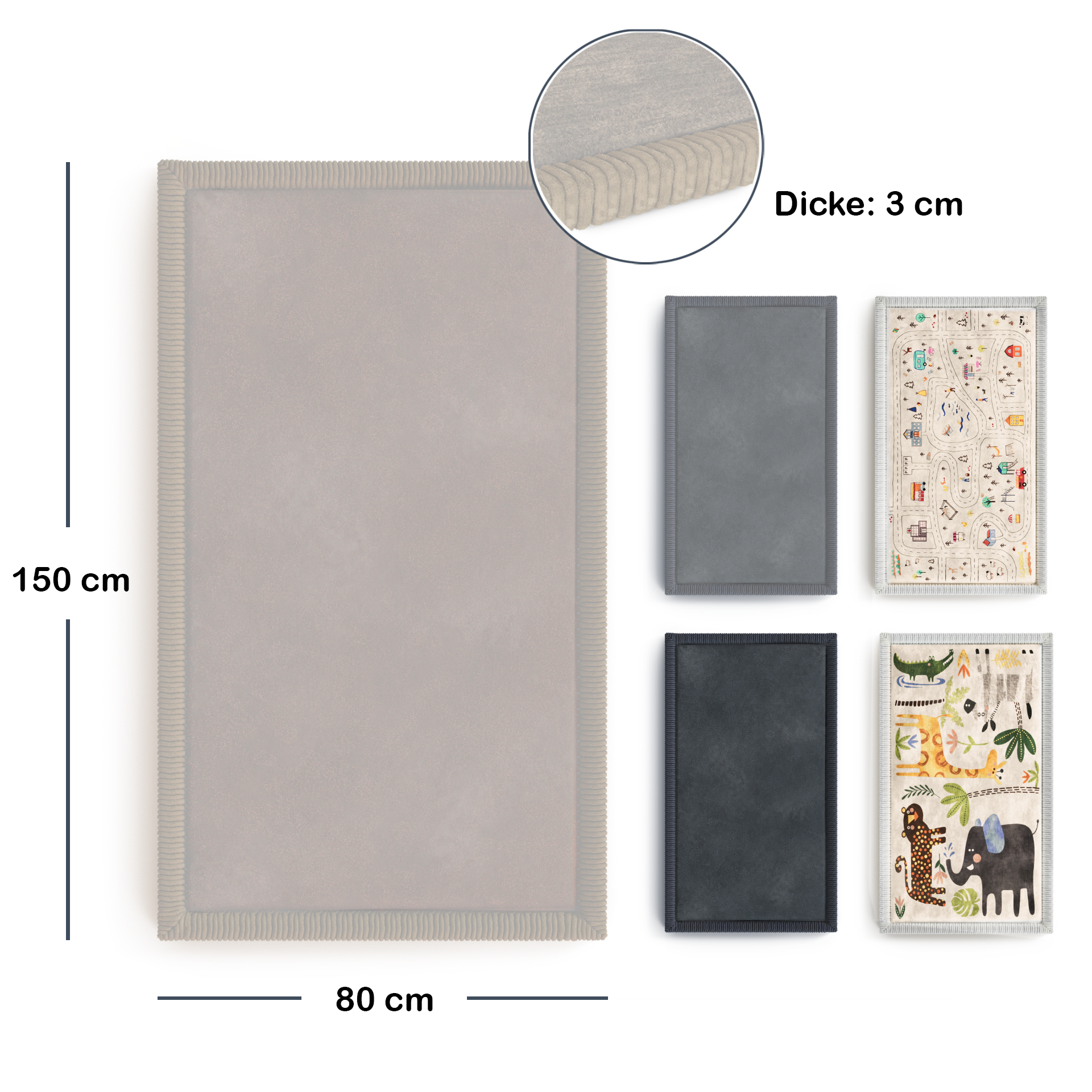 Kinderteppich - S - 80x150cm - Beige