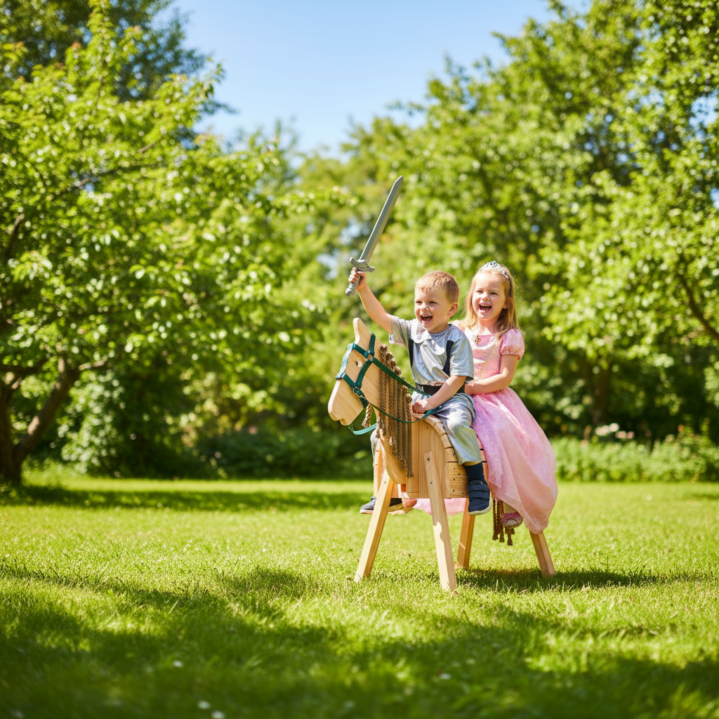 Holzpferd mit Sattelkissen
