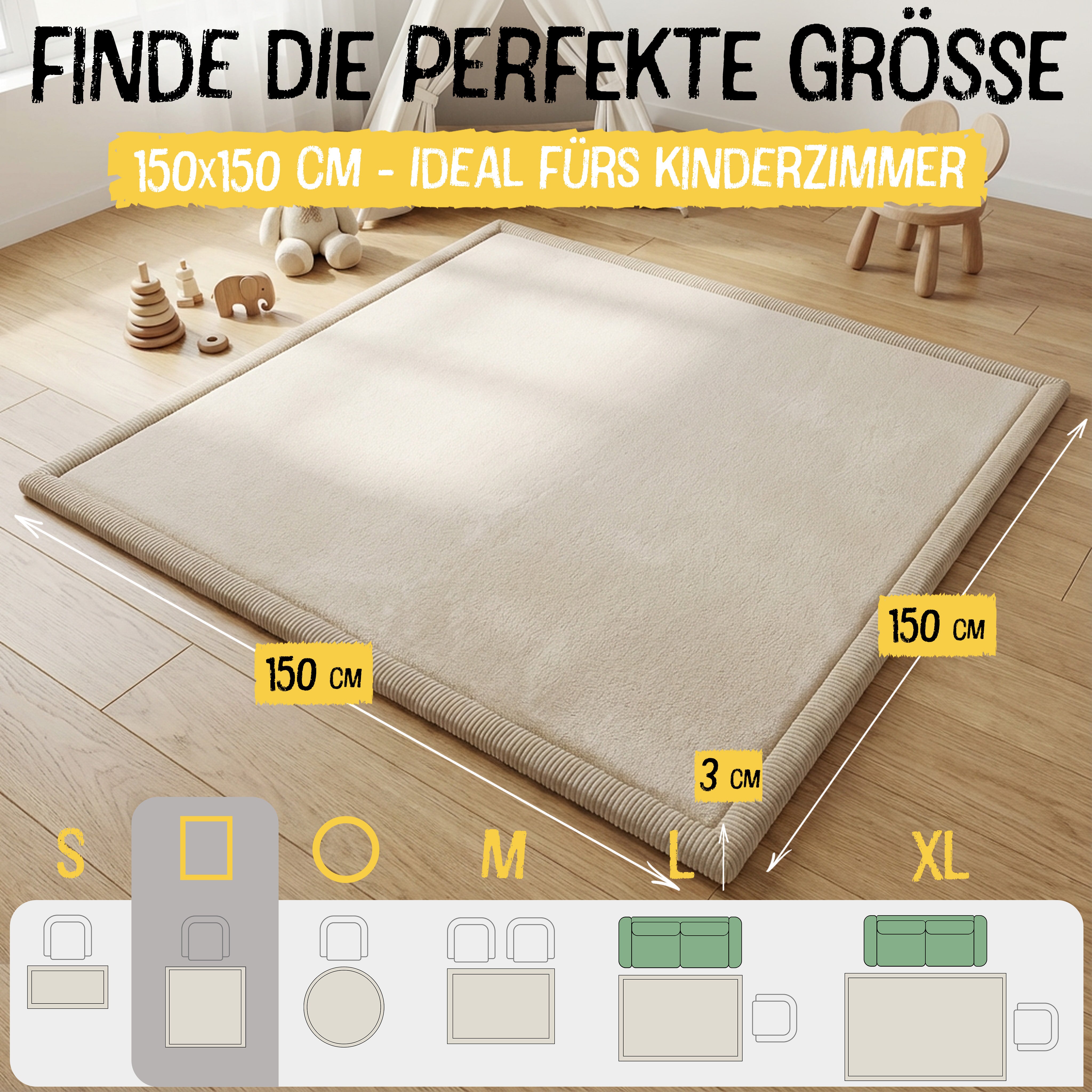 Beige - Eckig - 150x150cm - Bild 2