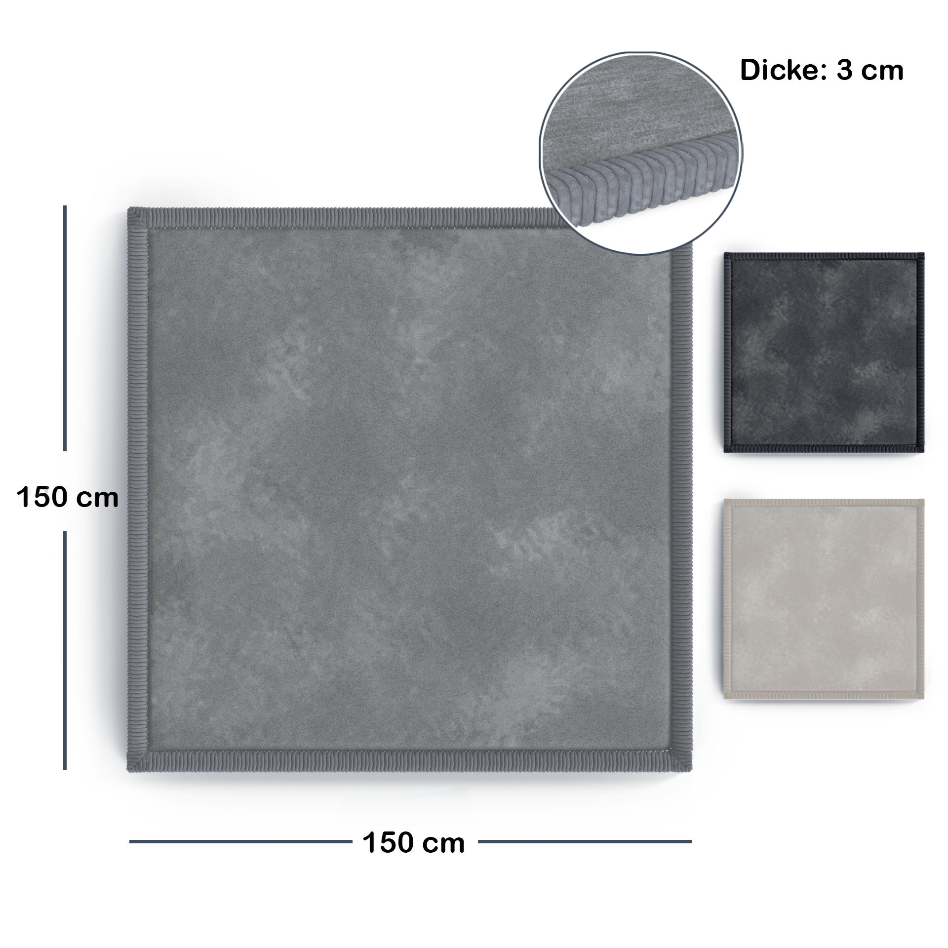 Kinderteppich - Eckig - 150x150cm - Hellgrau