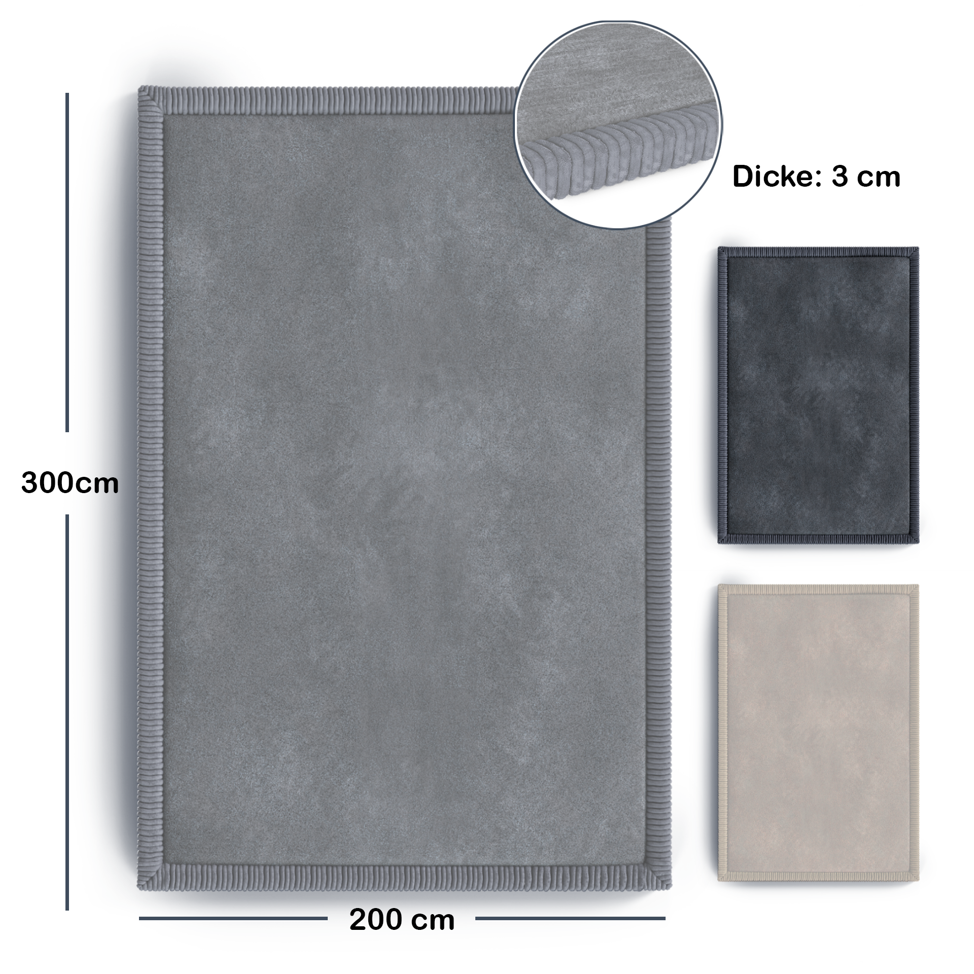 Kinderteppich - XL - 200x300cm - Hellgrau