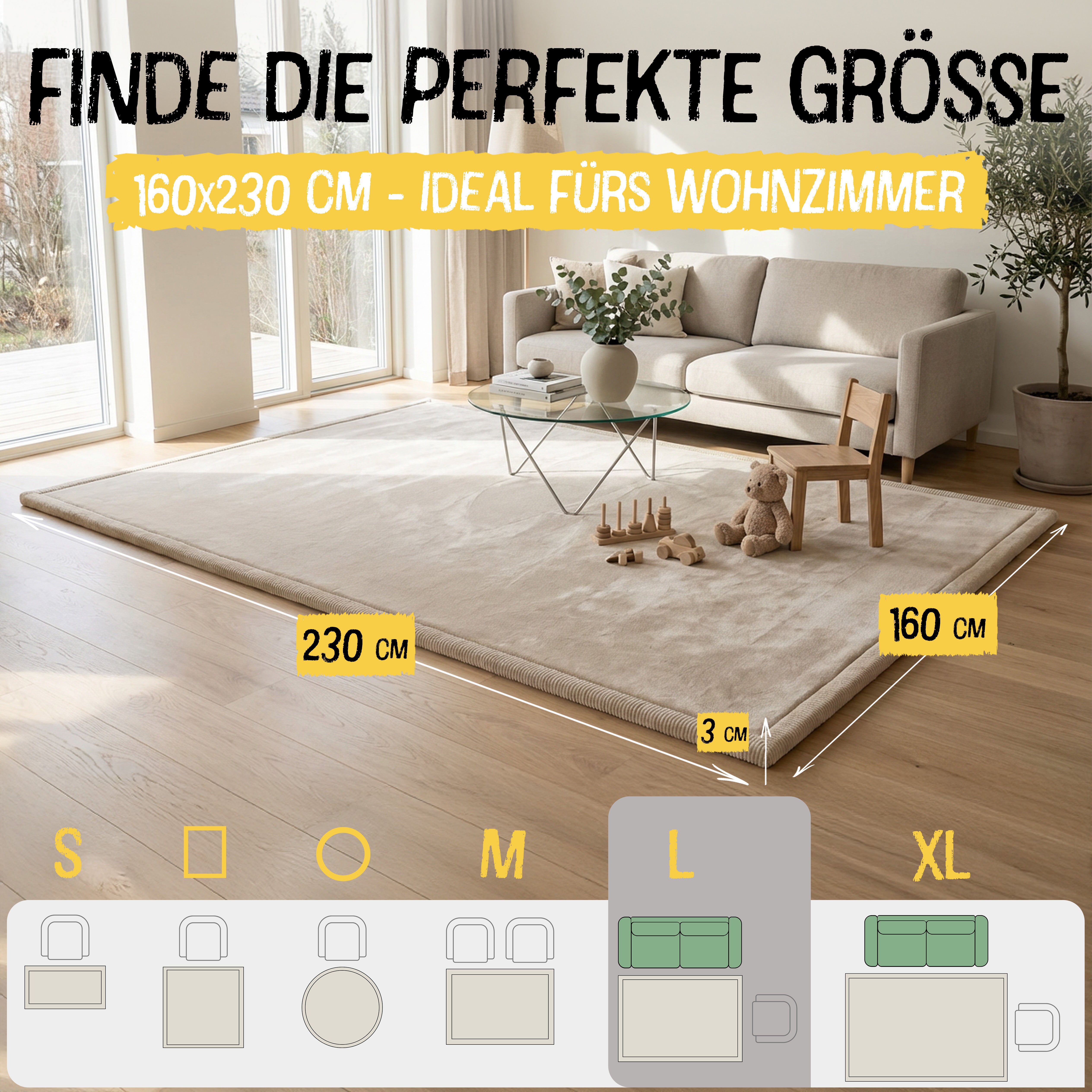 Beige - L - 160x230cm - Bild 2