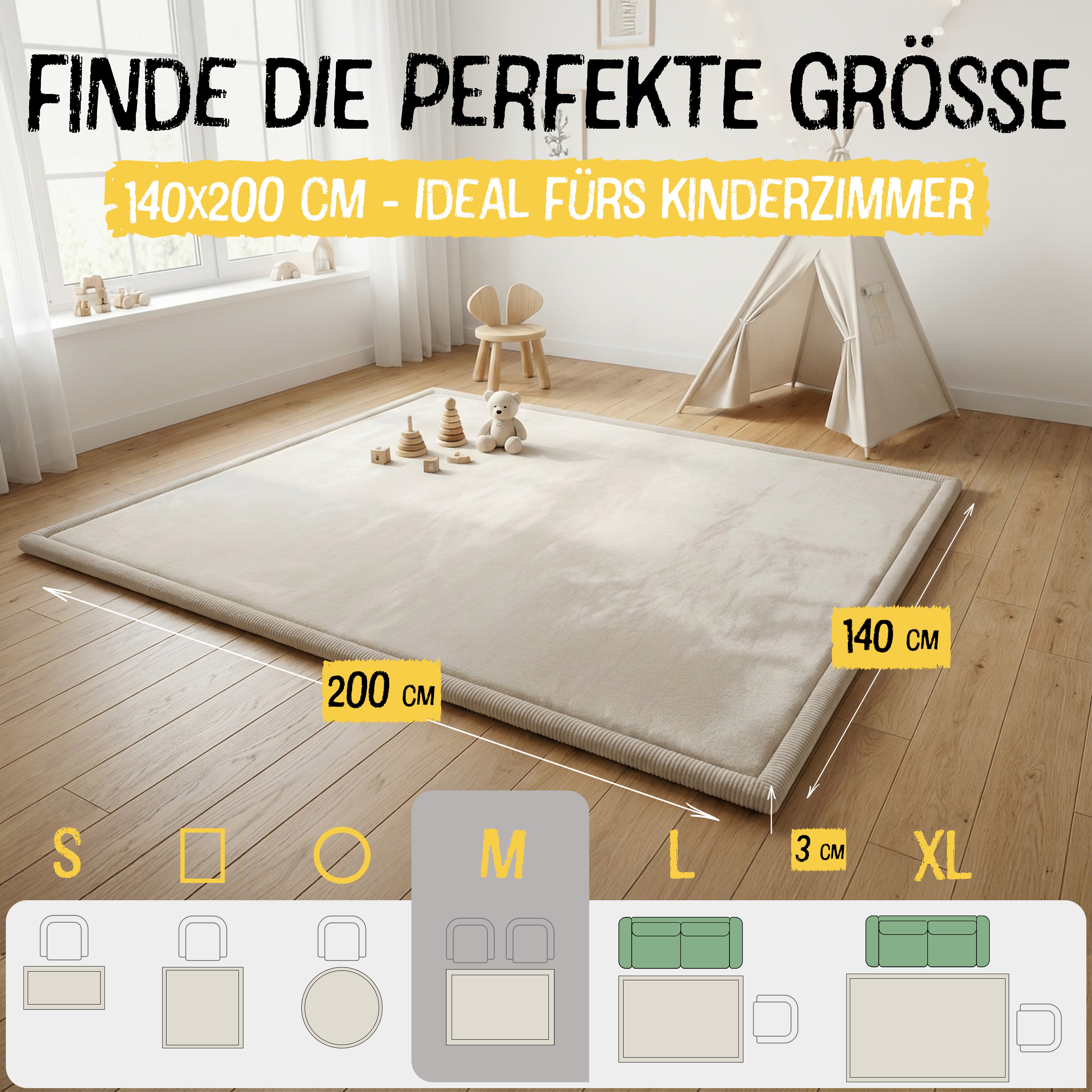 Beige - M - 140x200cm - Bild 2