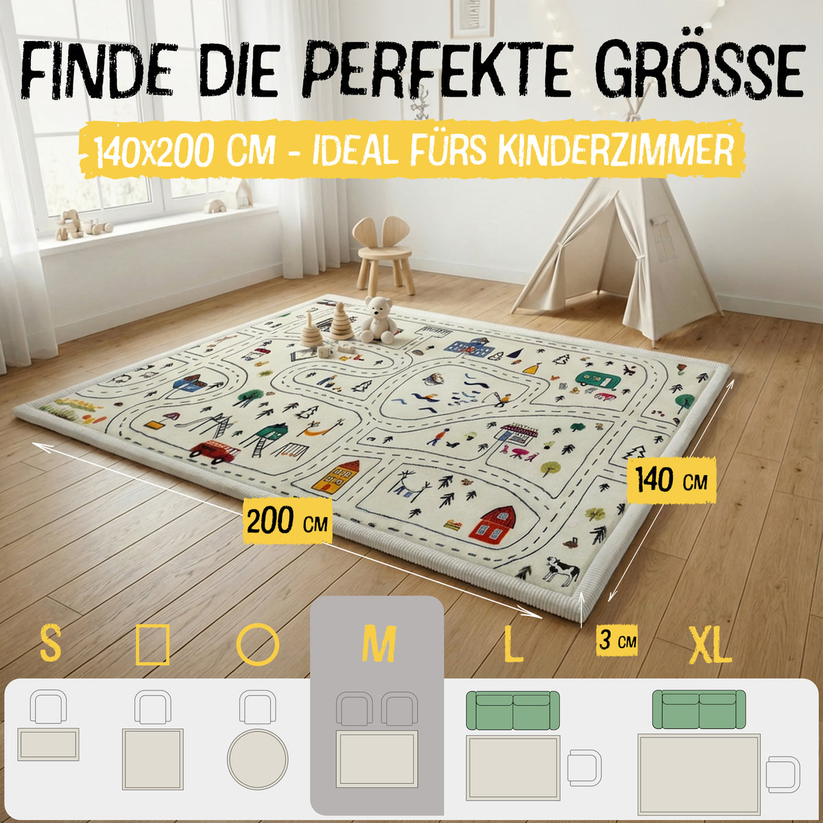 Kinderteppich Autos M – 140×200 cm im Einsatz