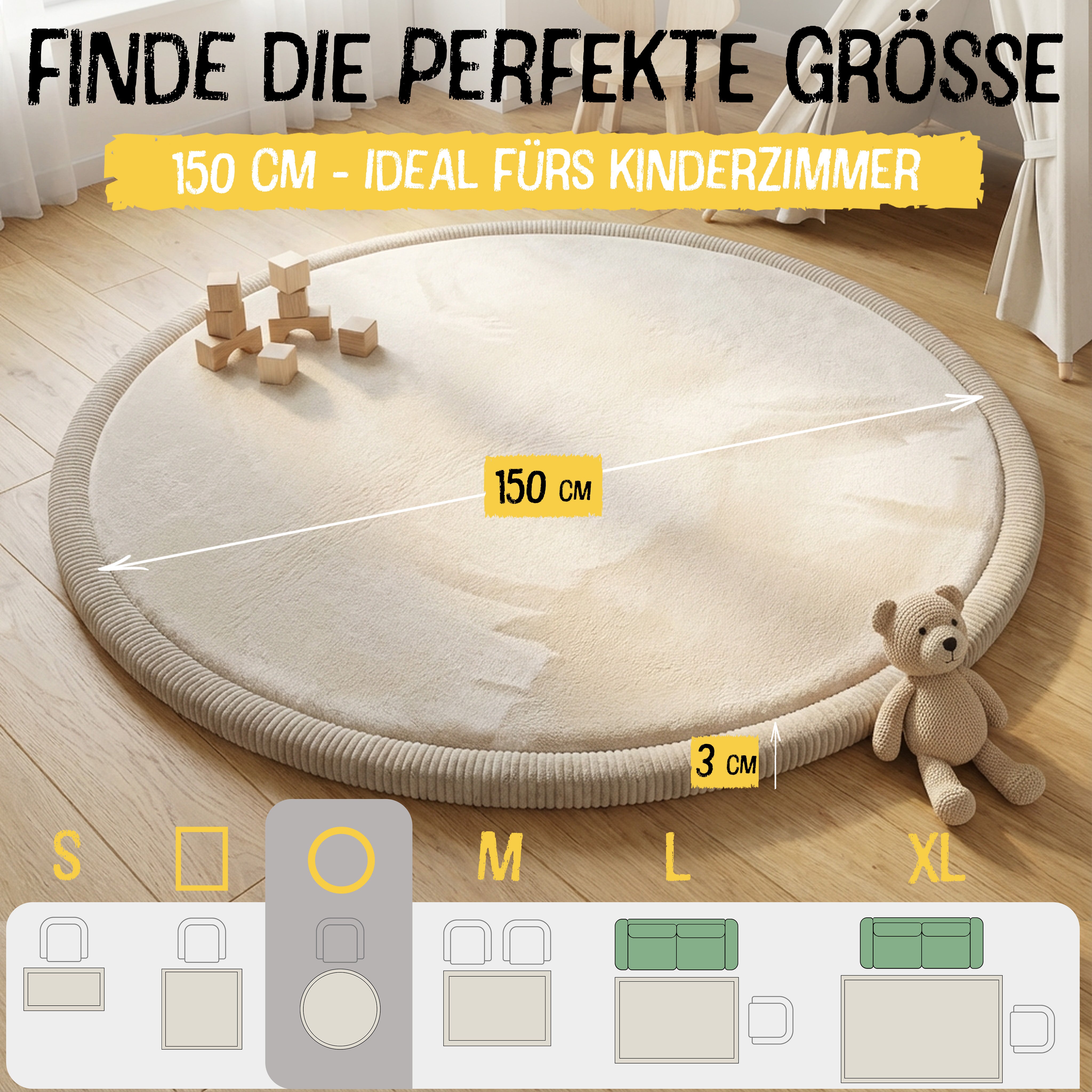 Beige - Rund - 150cm - Bild 2